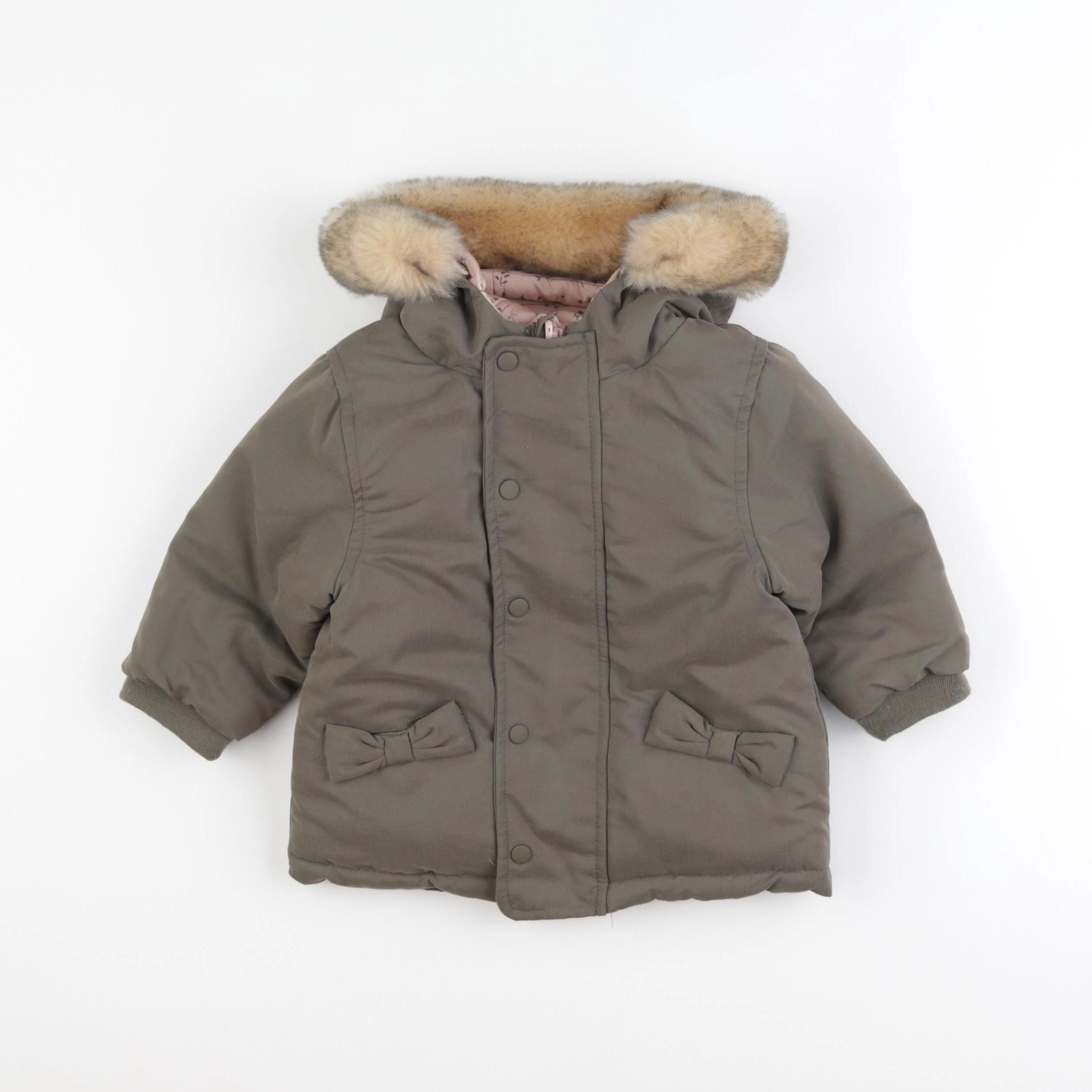 Vertbaudet - parka réversible vert - 18 mois