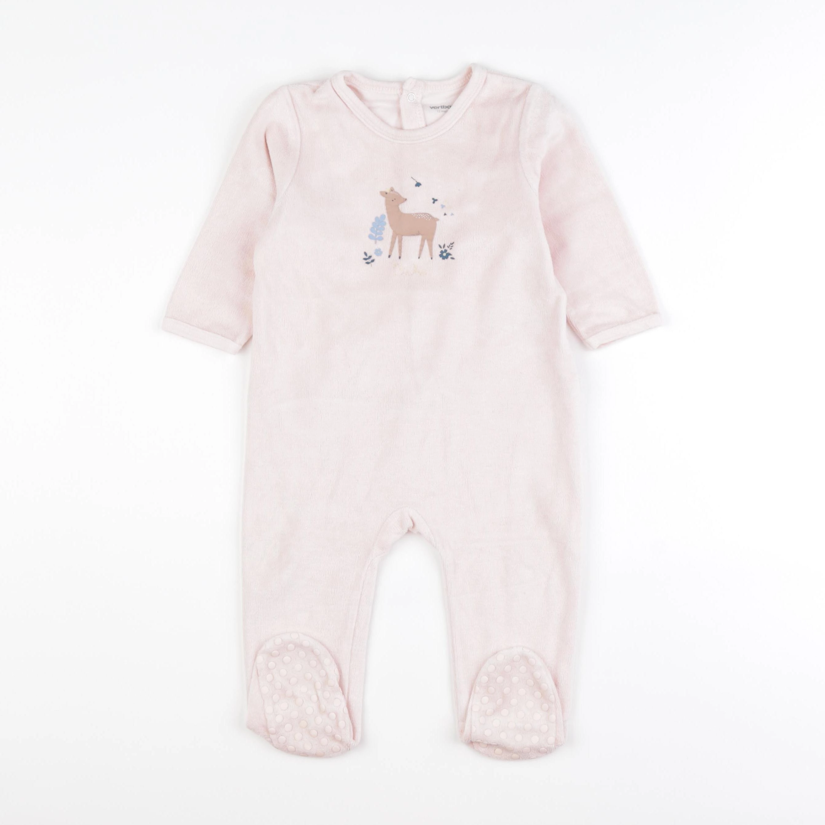Vertbaudet - pyjama velours rose - 12 mois
