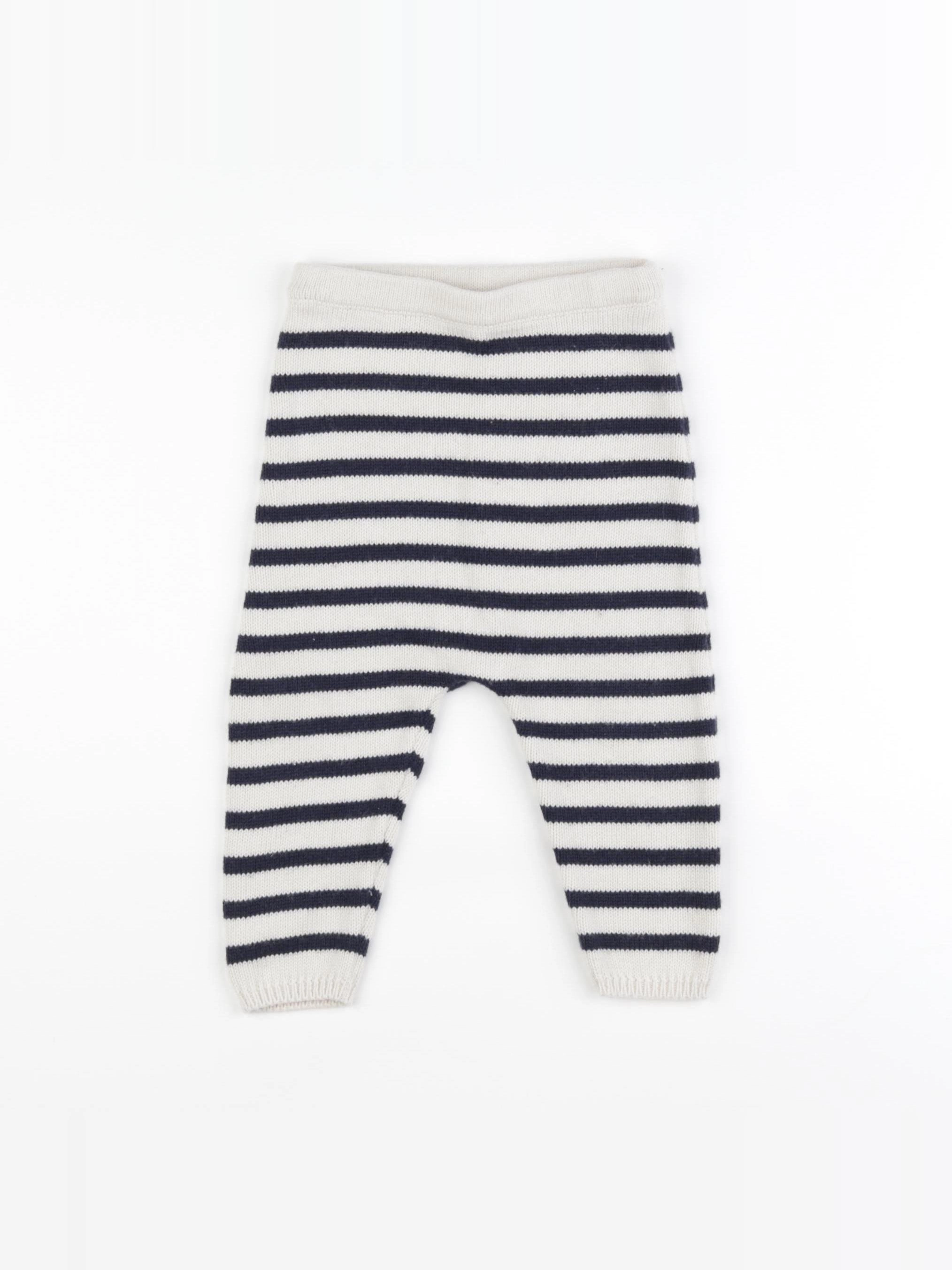 Petit Bateau - sarouel blanc, bleu - 12 mois