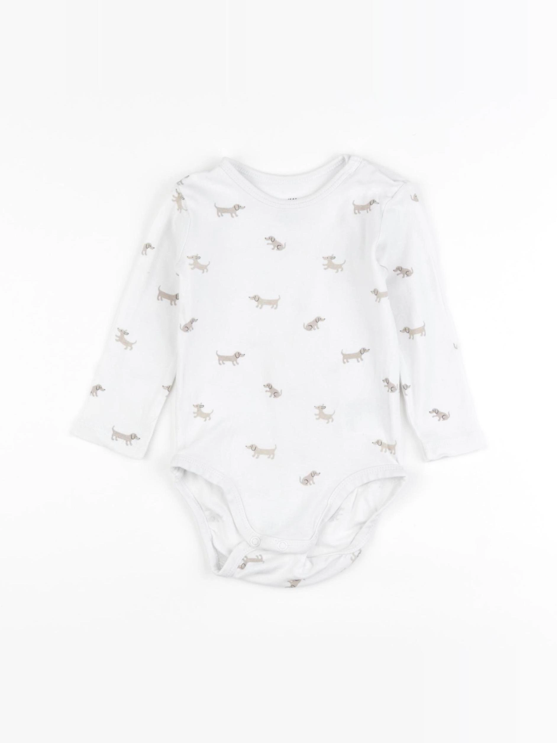 H&M - body blanc, beige - 6/9 mois