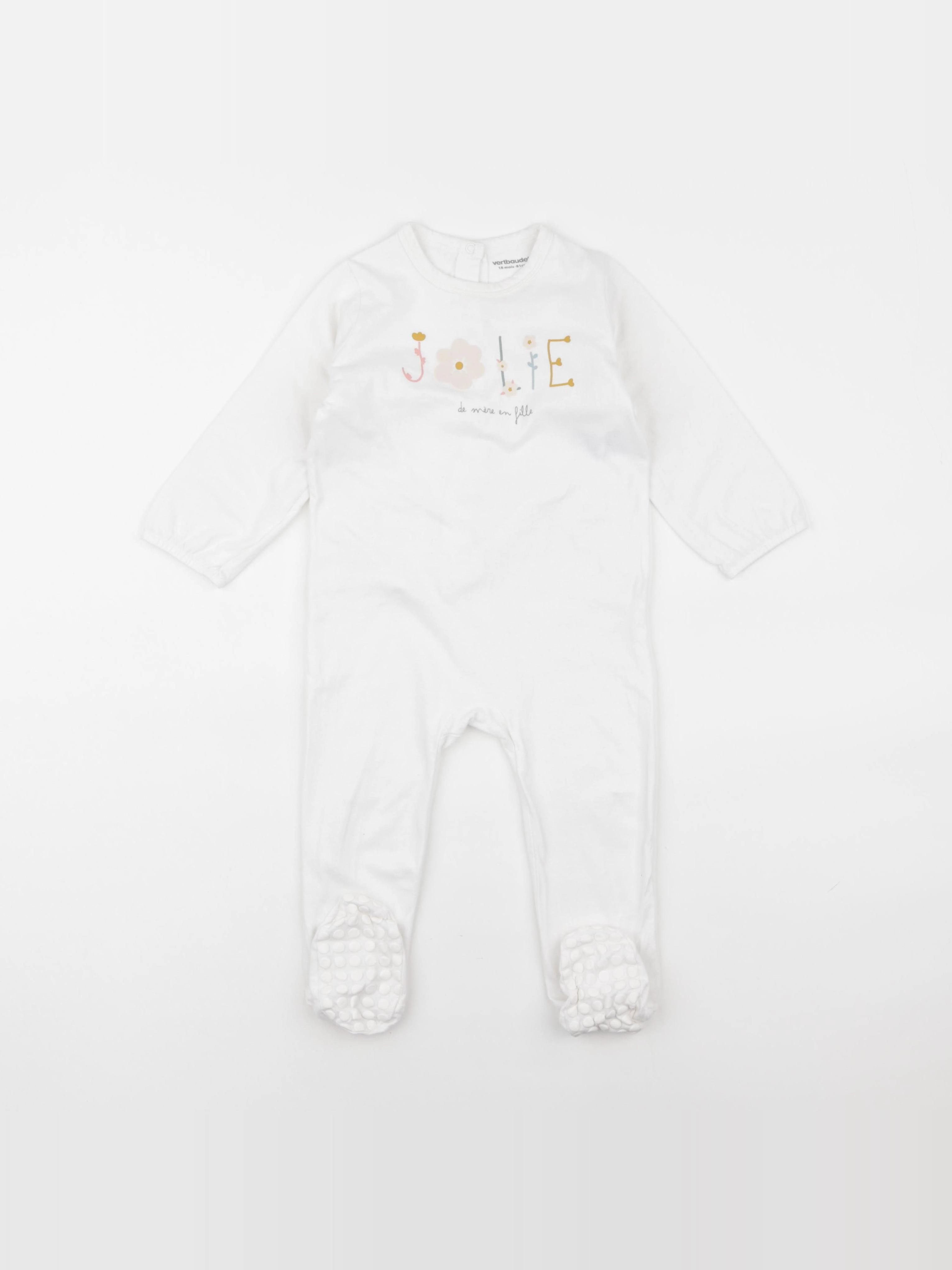 Vertbaudet - pyjama coton blanc - 18 mois