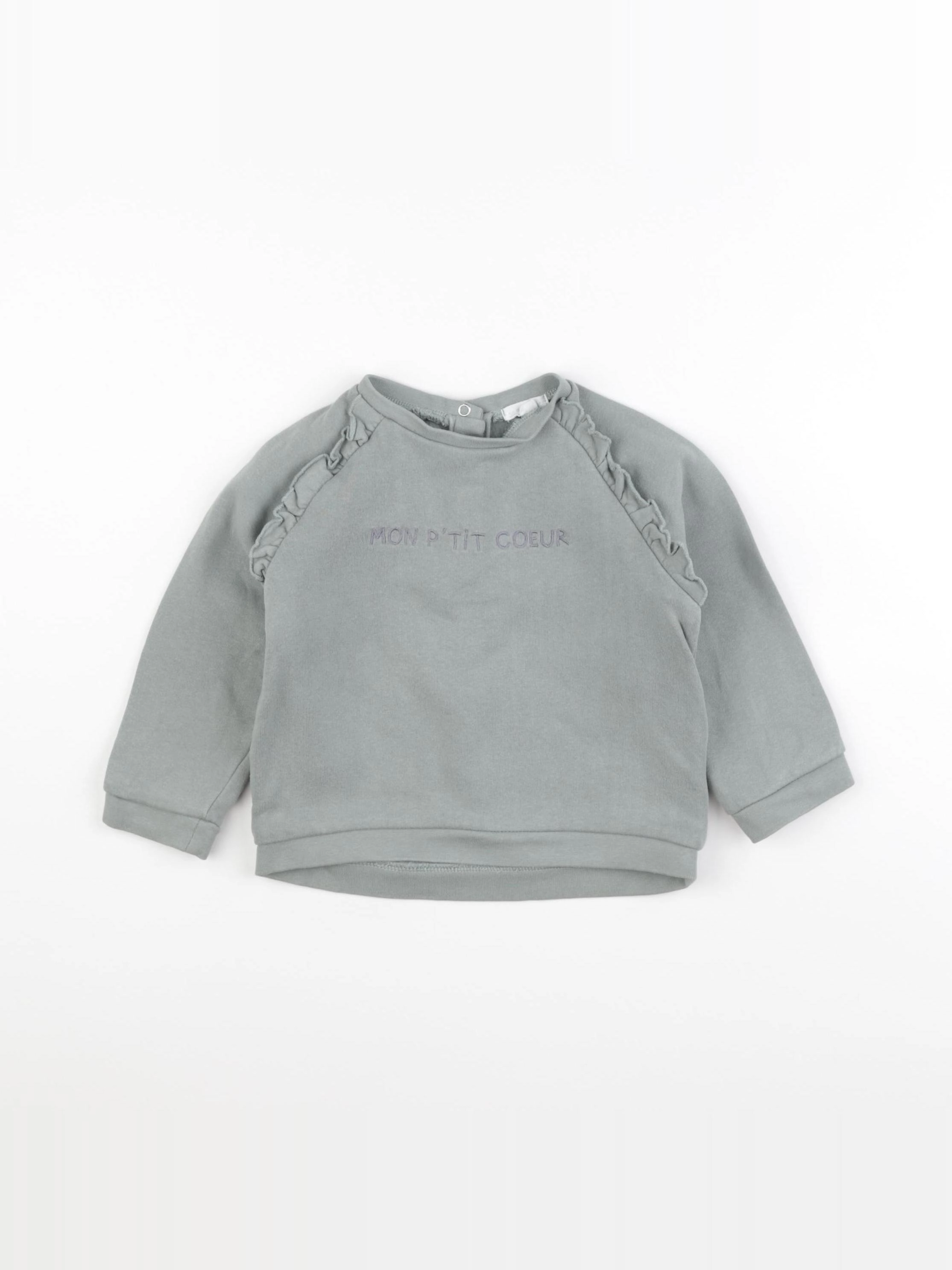 Vertbaudet - sweat vert - 24 mois