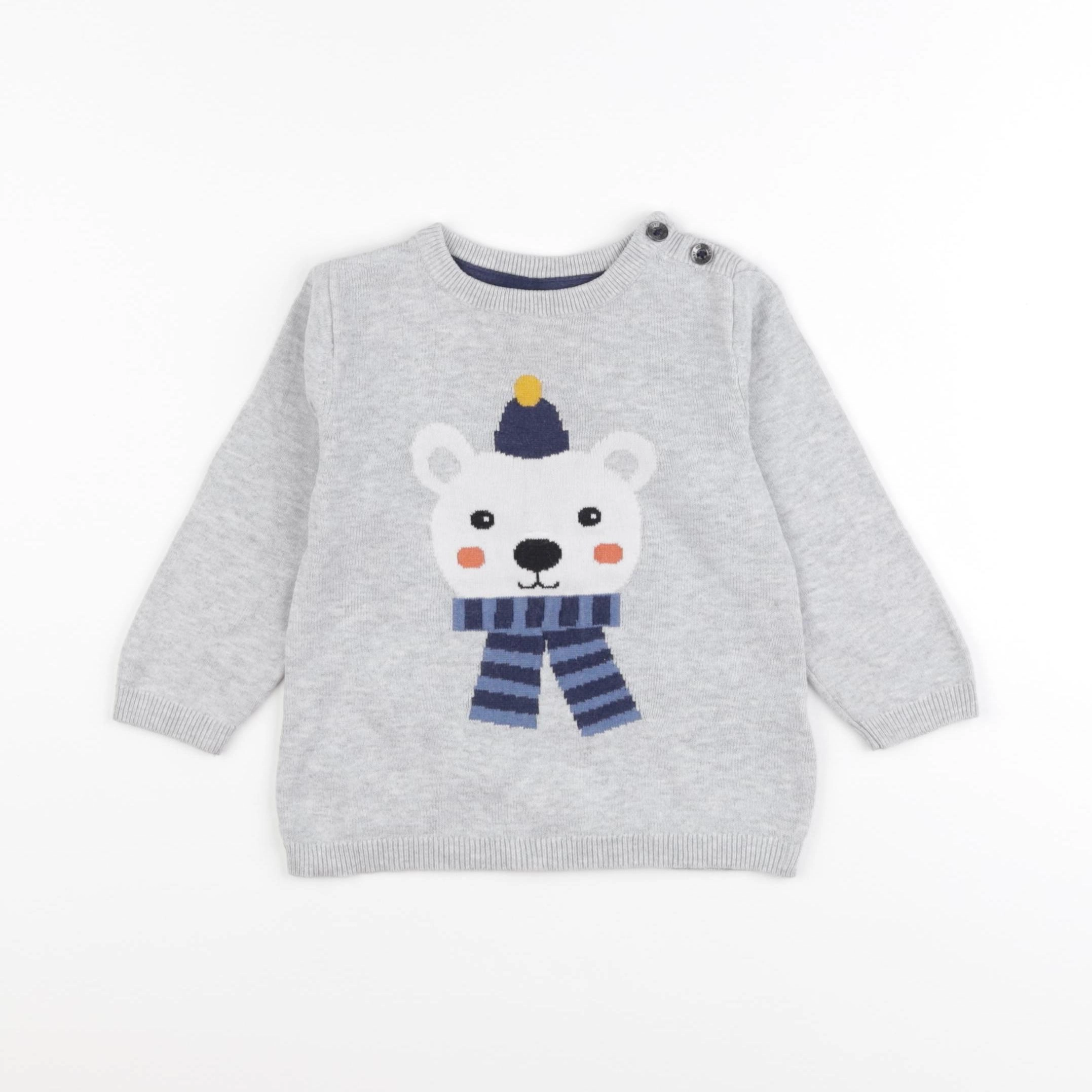 H&M - pull gris - 9/12 mois