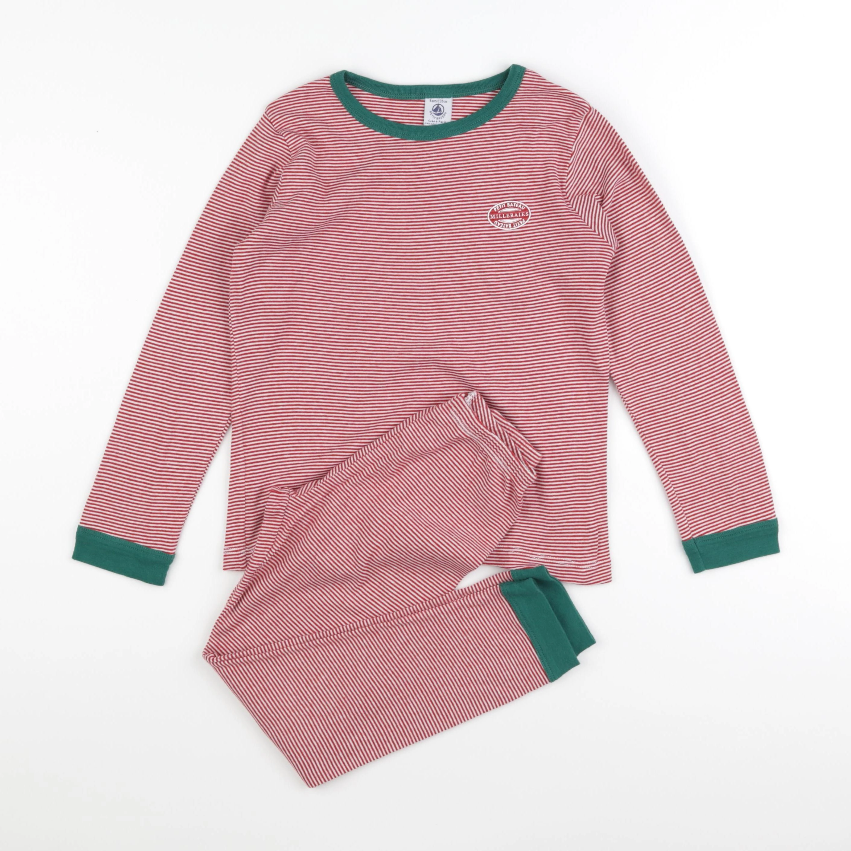Petit Bateau - pyjama coton rouge - 8 ans