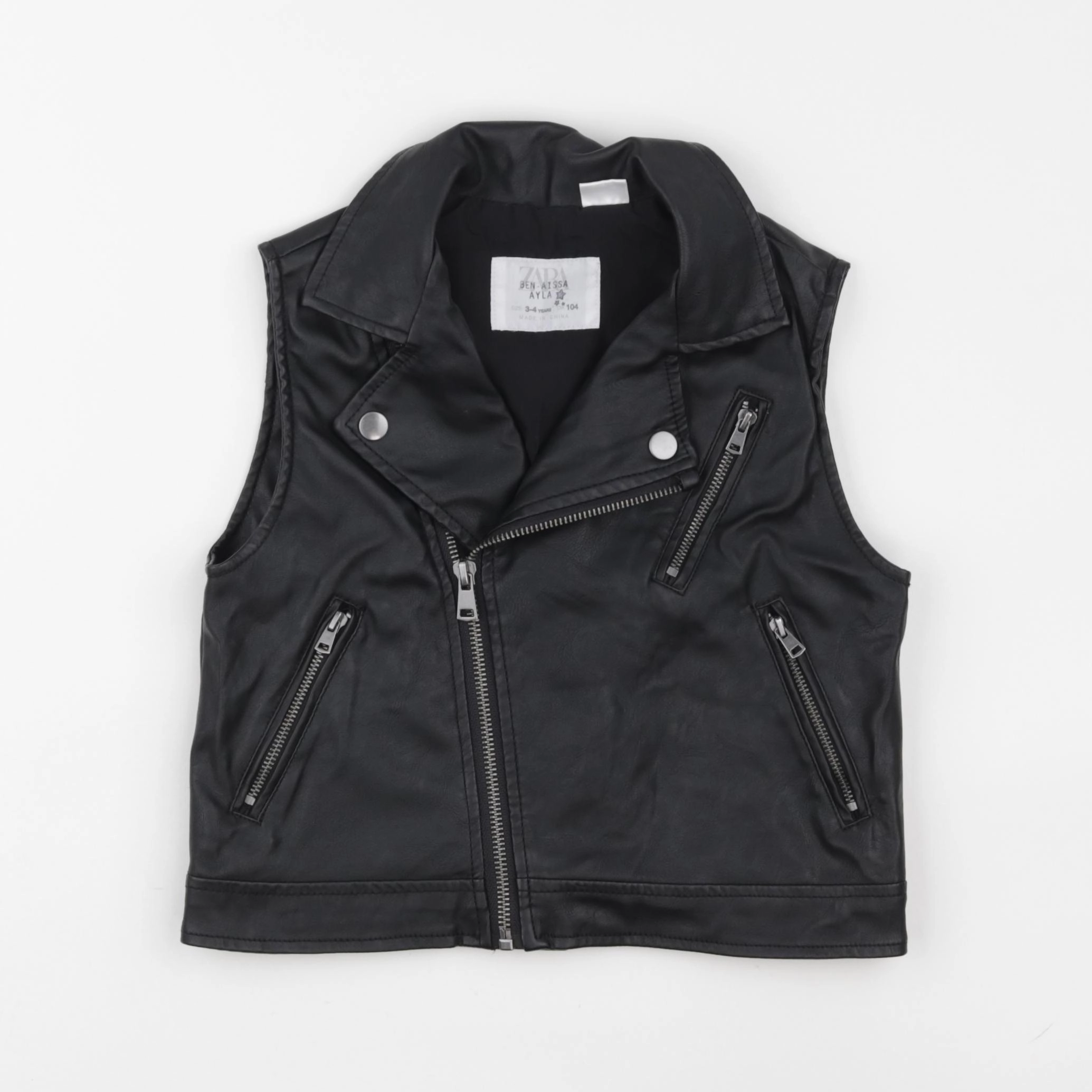 Zara - veste simili cuir noir - 3/4 ans