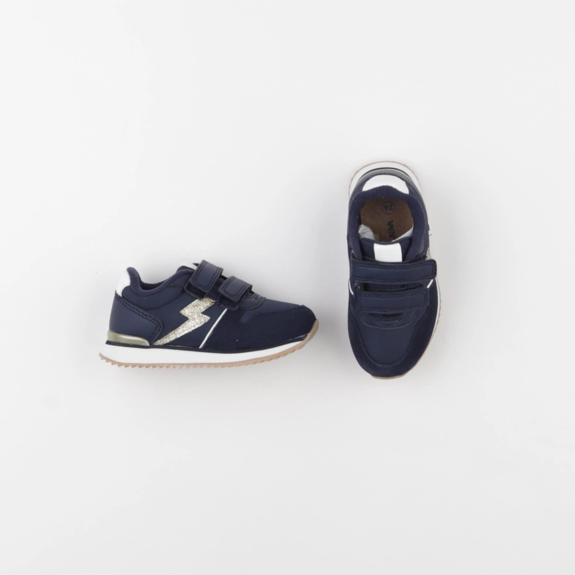 Vertbaudet - tennis à scratch/ lacets bleu - pointure 24