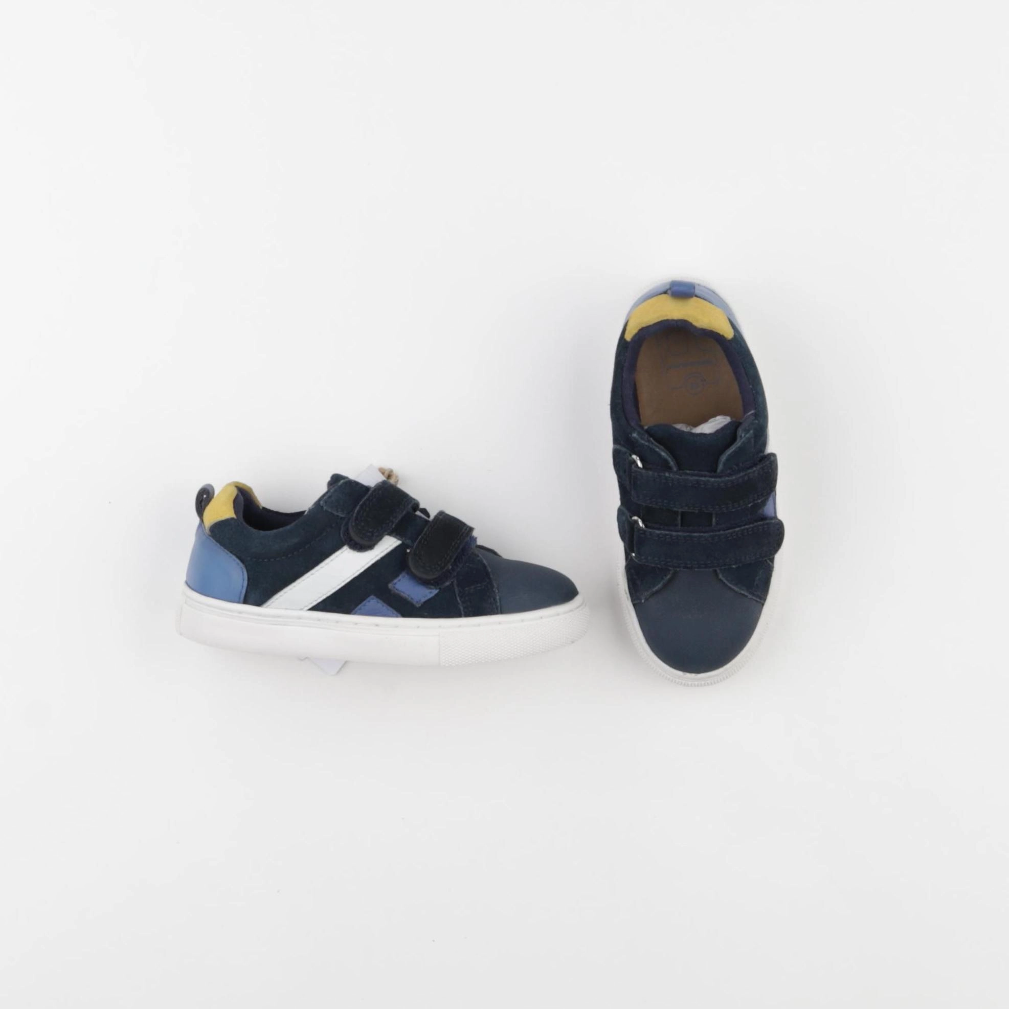 Vertbaudet - tennis à scratch/ lacets bleu - pointure 28