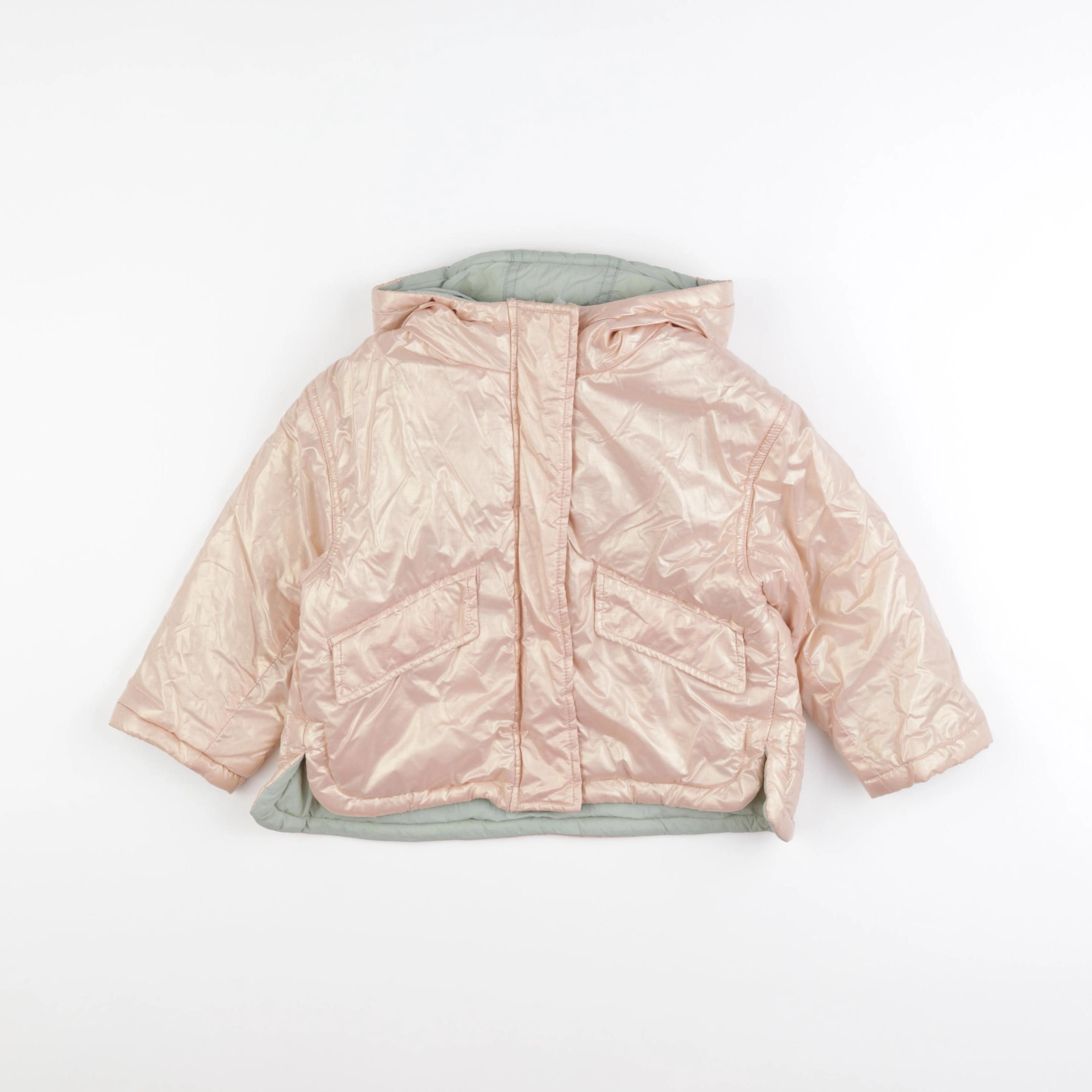 Vertbaudet - doudoune réversible rose, vert - 4 ans