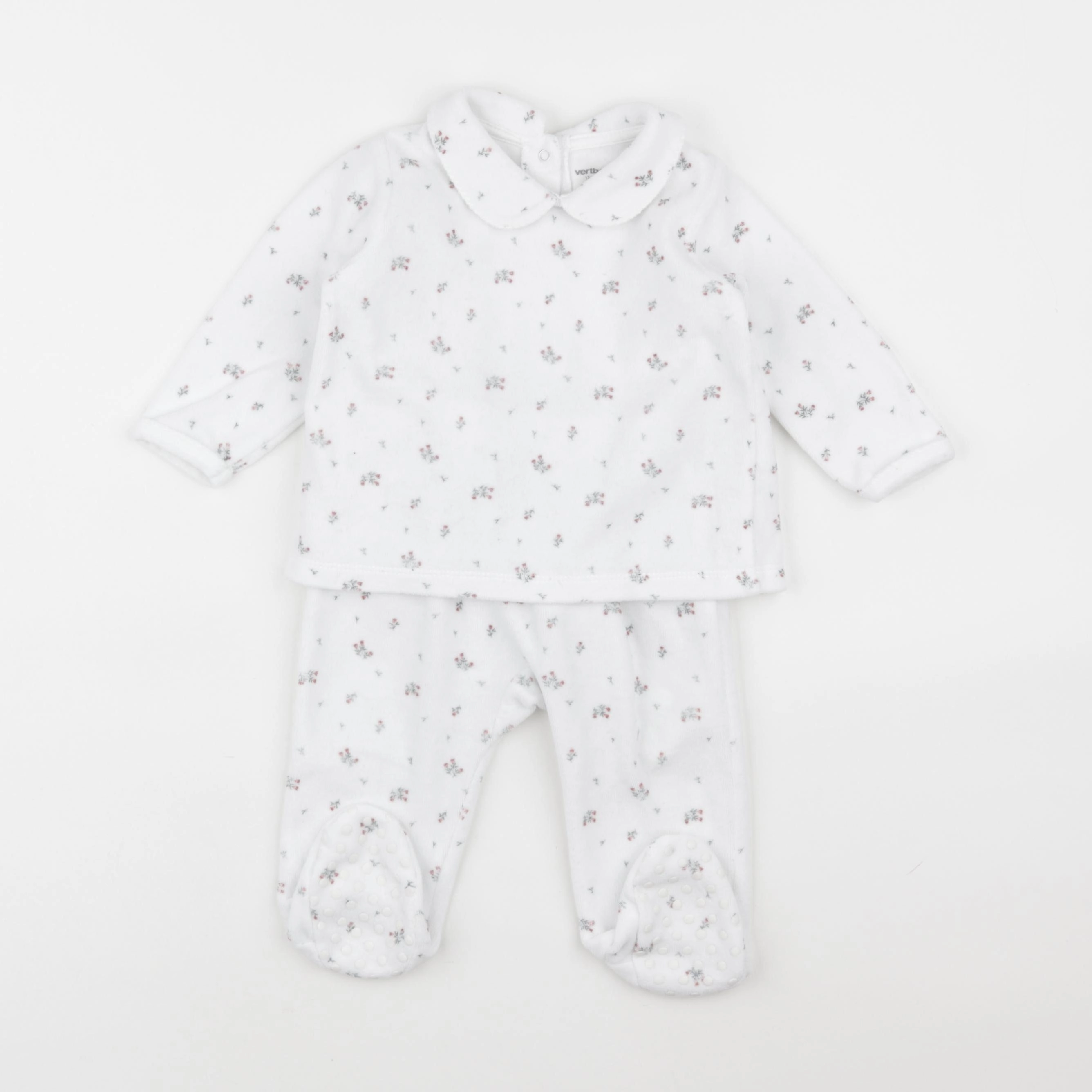 Vertbaudet - pyjama velours blanc - 12 mois