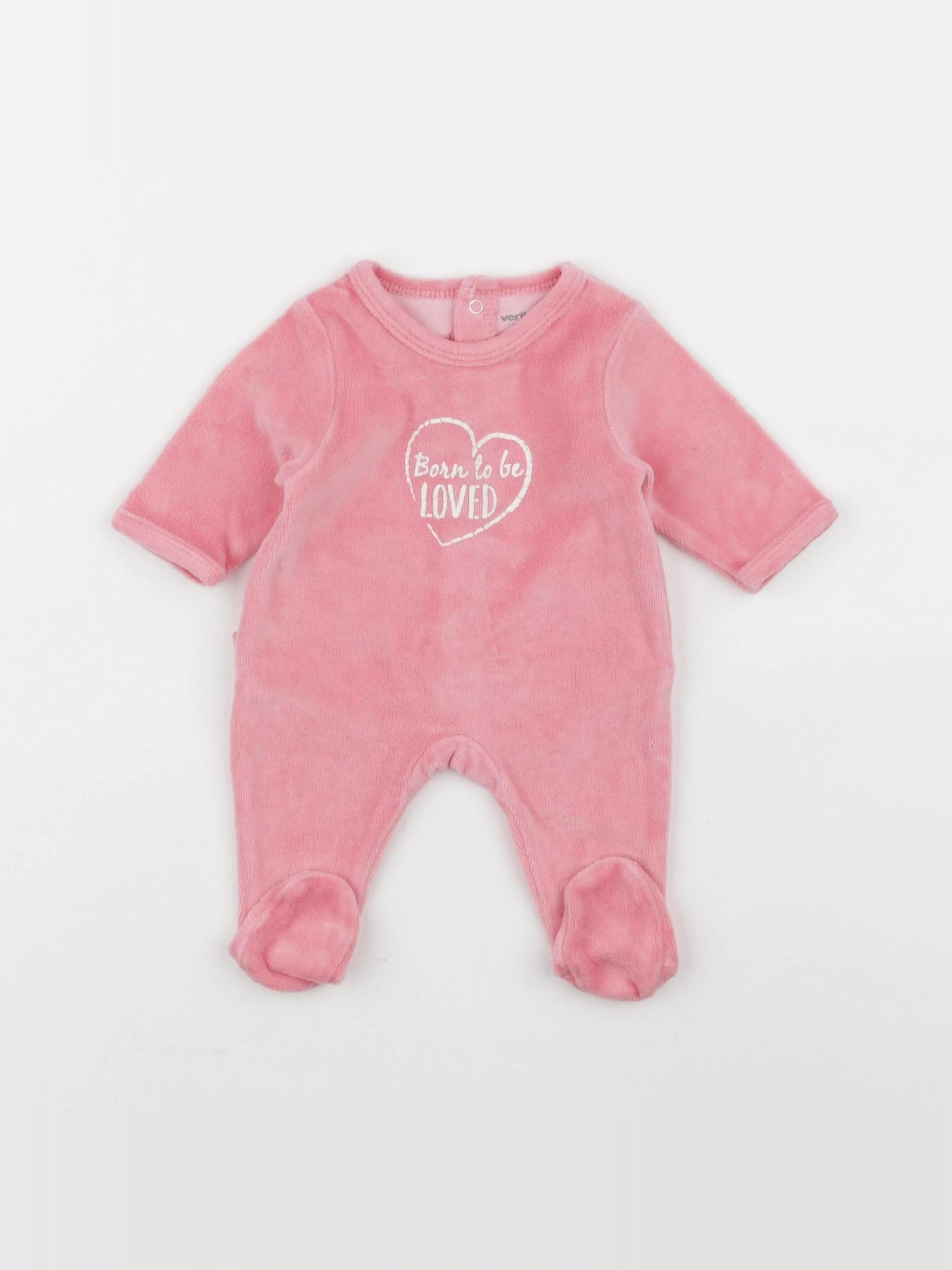Vertbaudet - pyjama velours rose - 0 mois