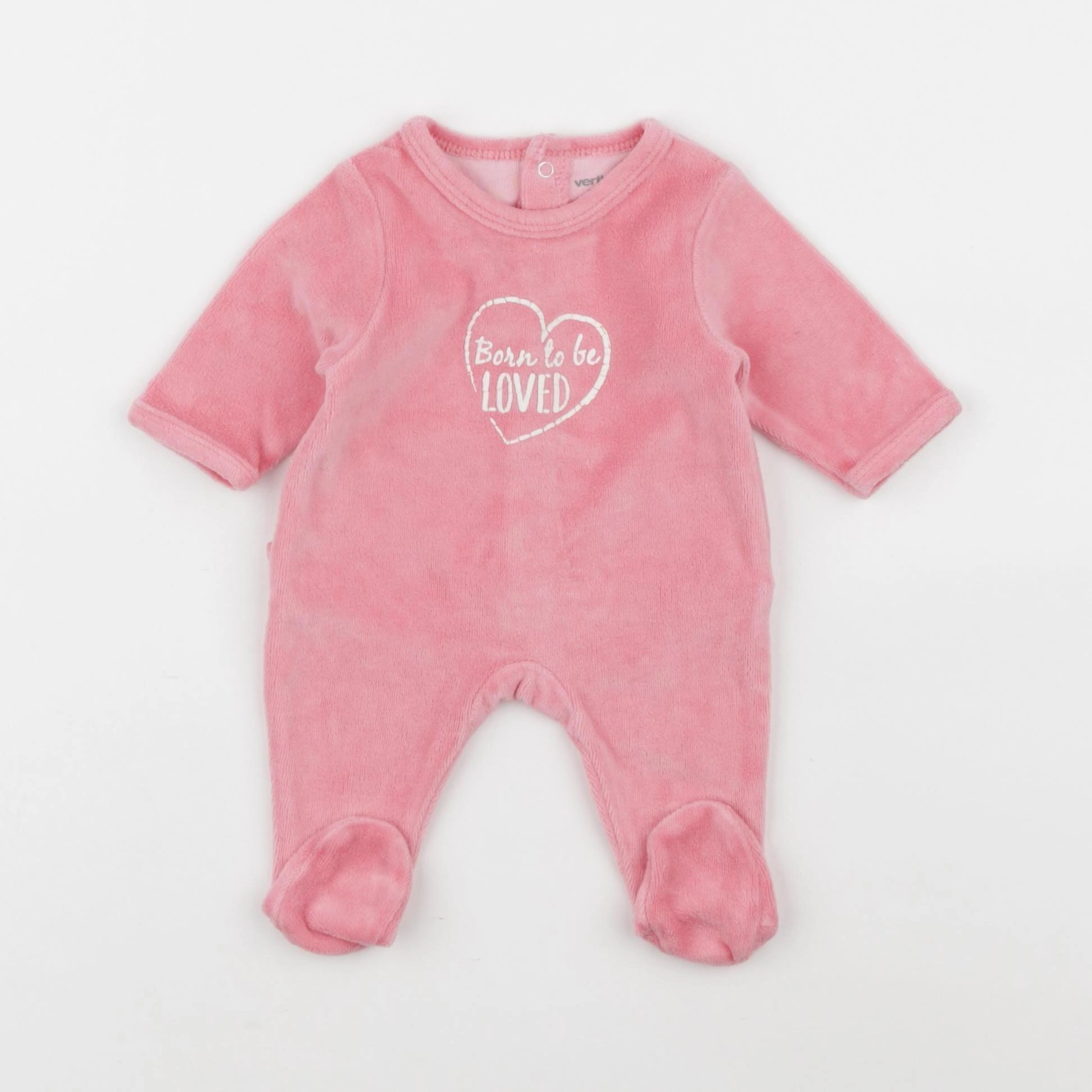 Vertbaudet - pyjama velours rose - 0 mois