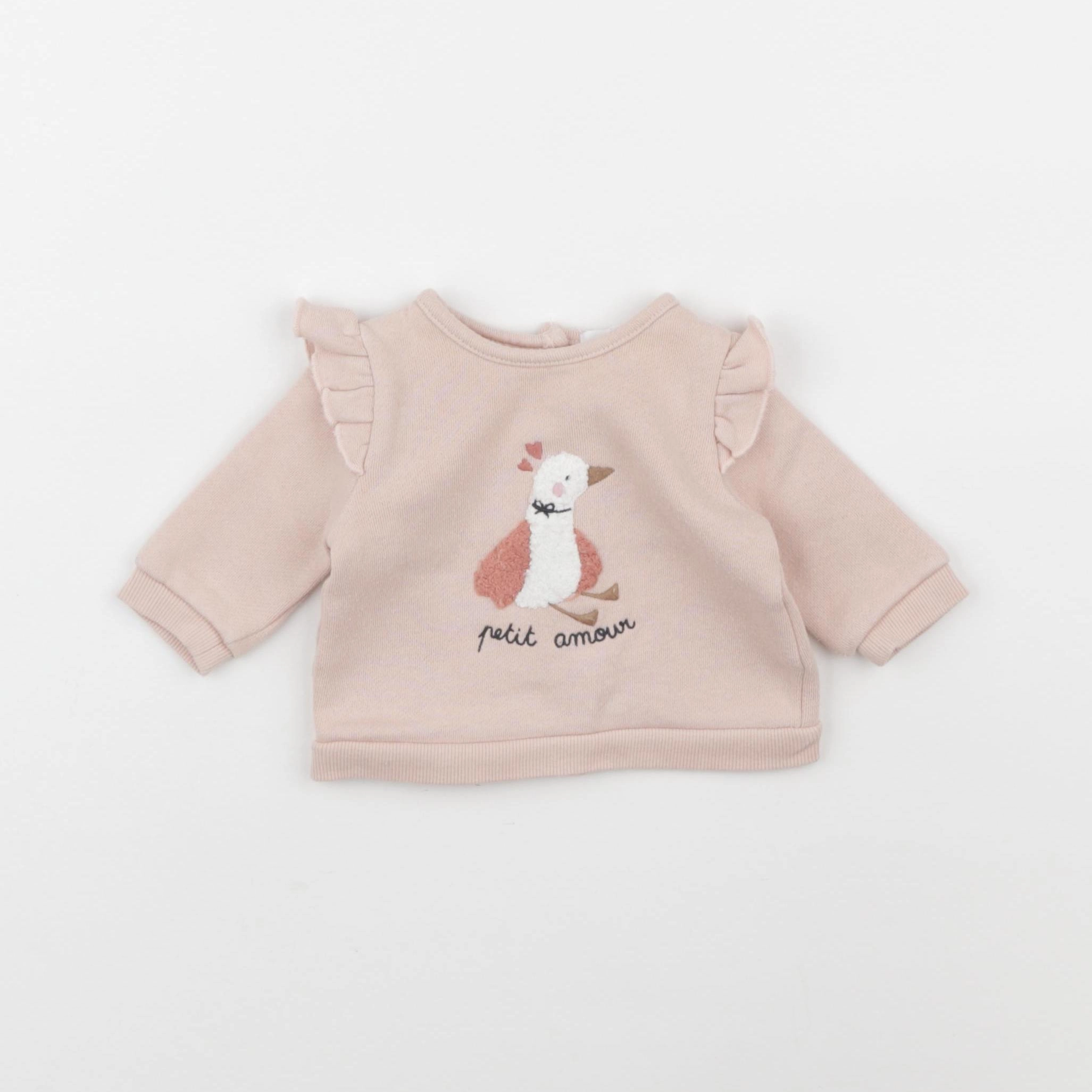 Vertbaudet - sweat rose - 1 mois