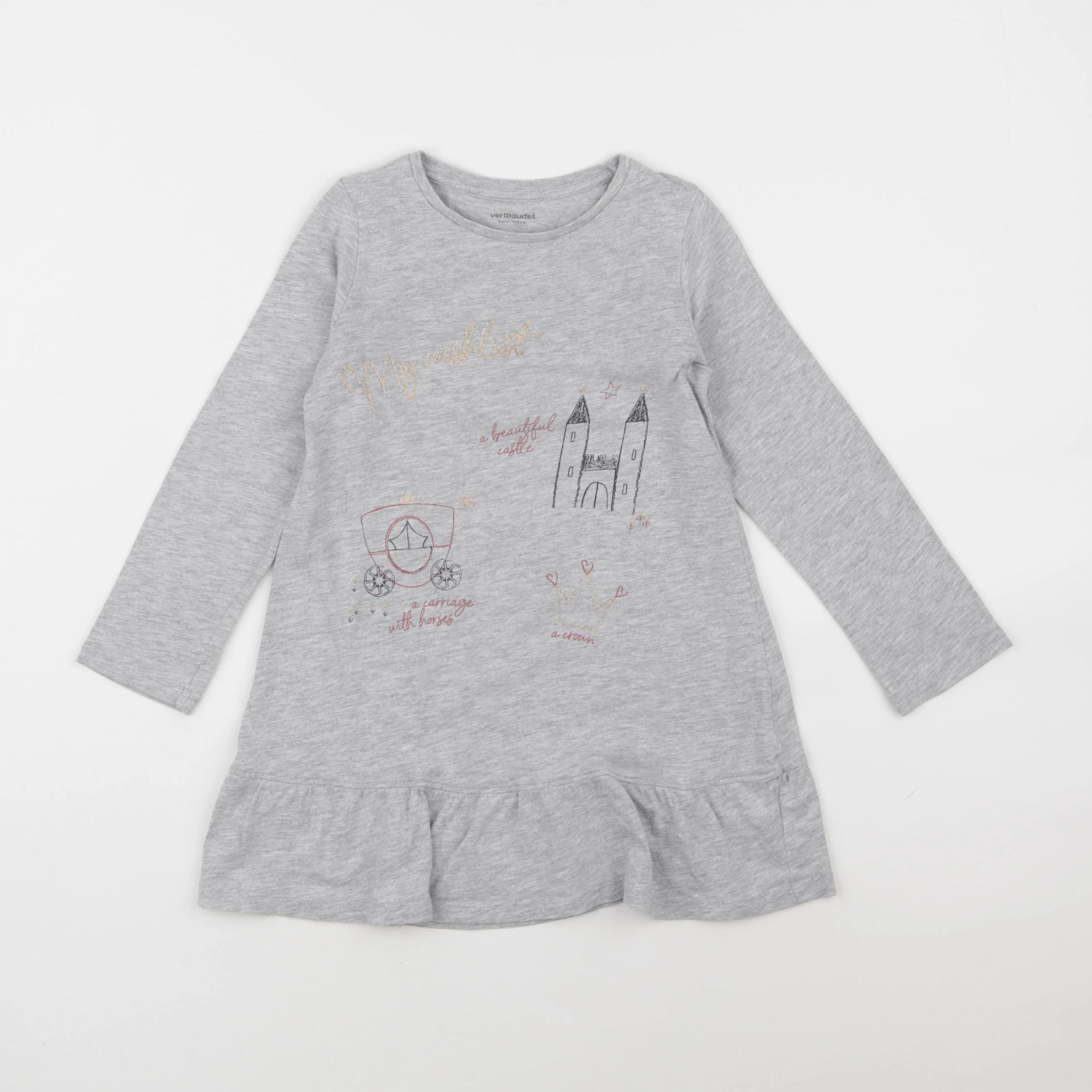 Vertbaudet - robe gris - 5 ans