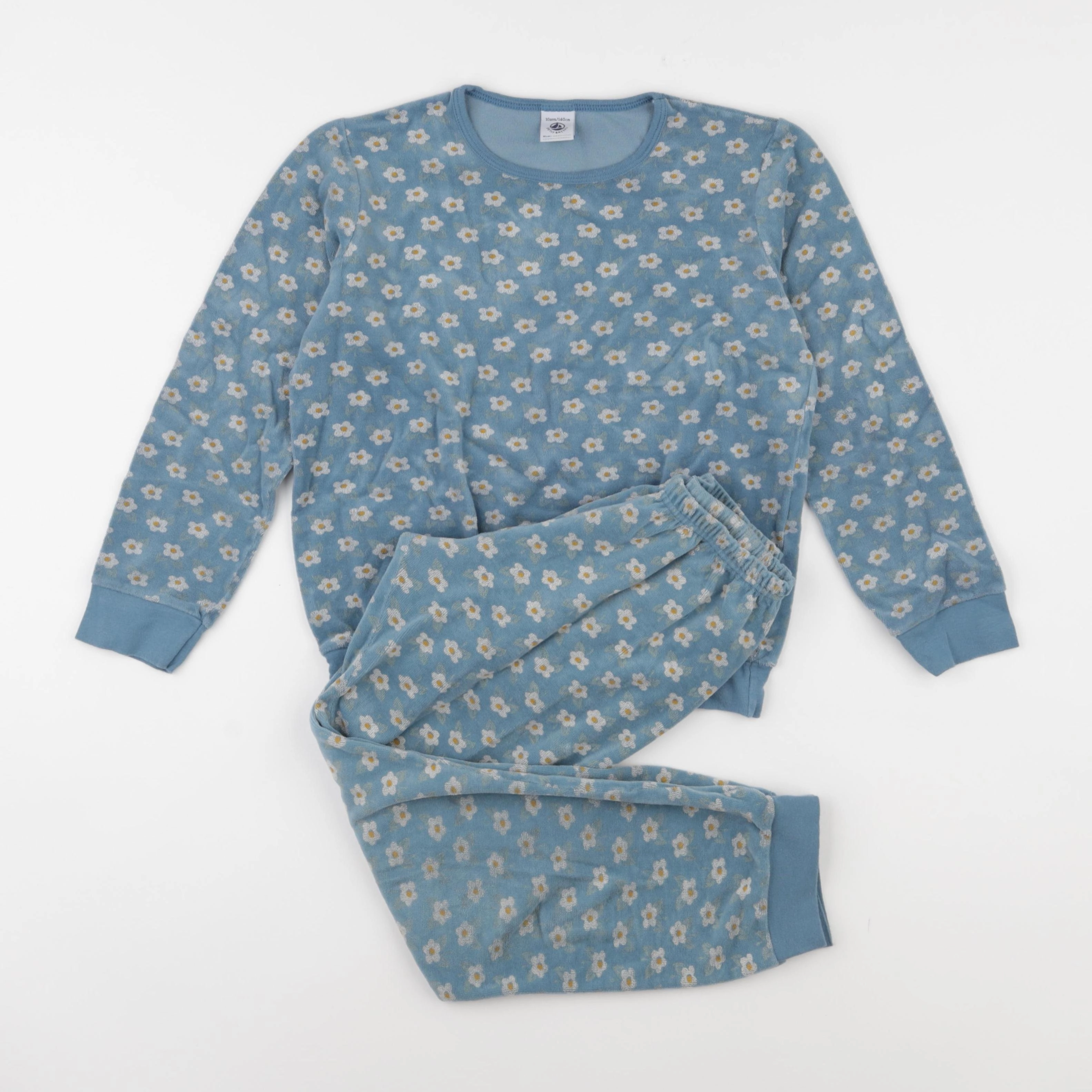 Petit Bateau - pyjama velours bleu - 10 ans