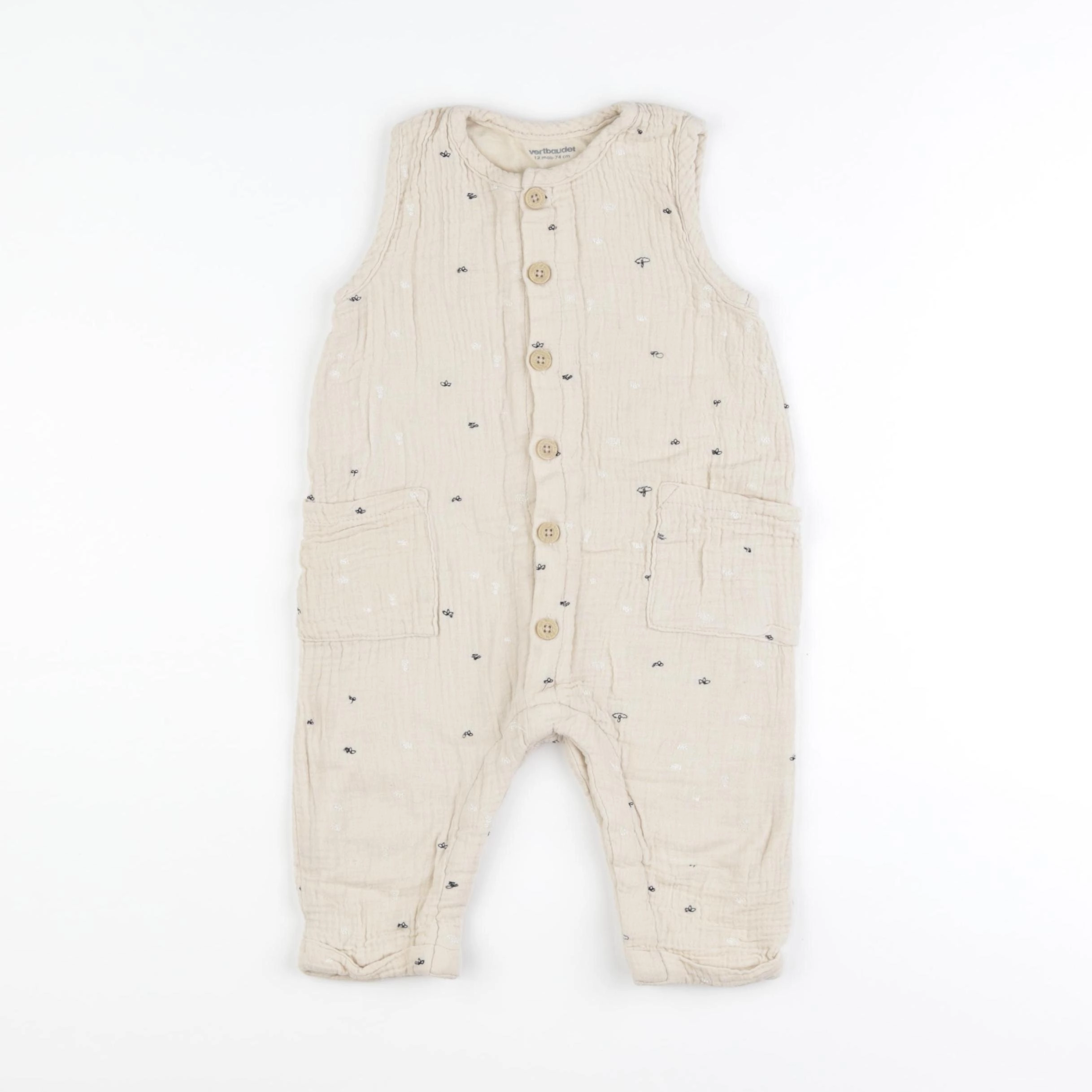 Vertbaudet - combinaison beige - 12 mois