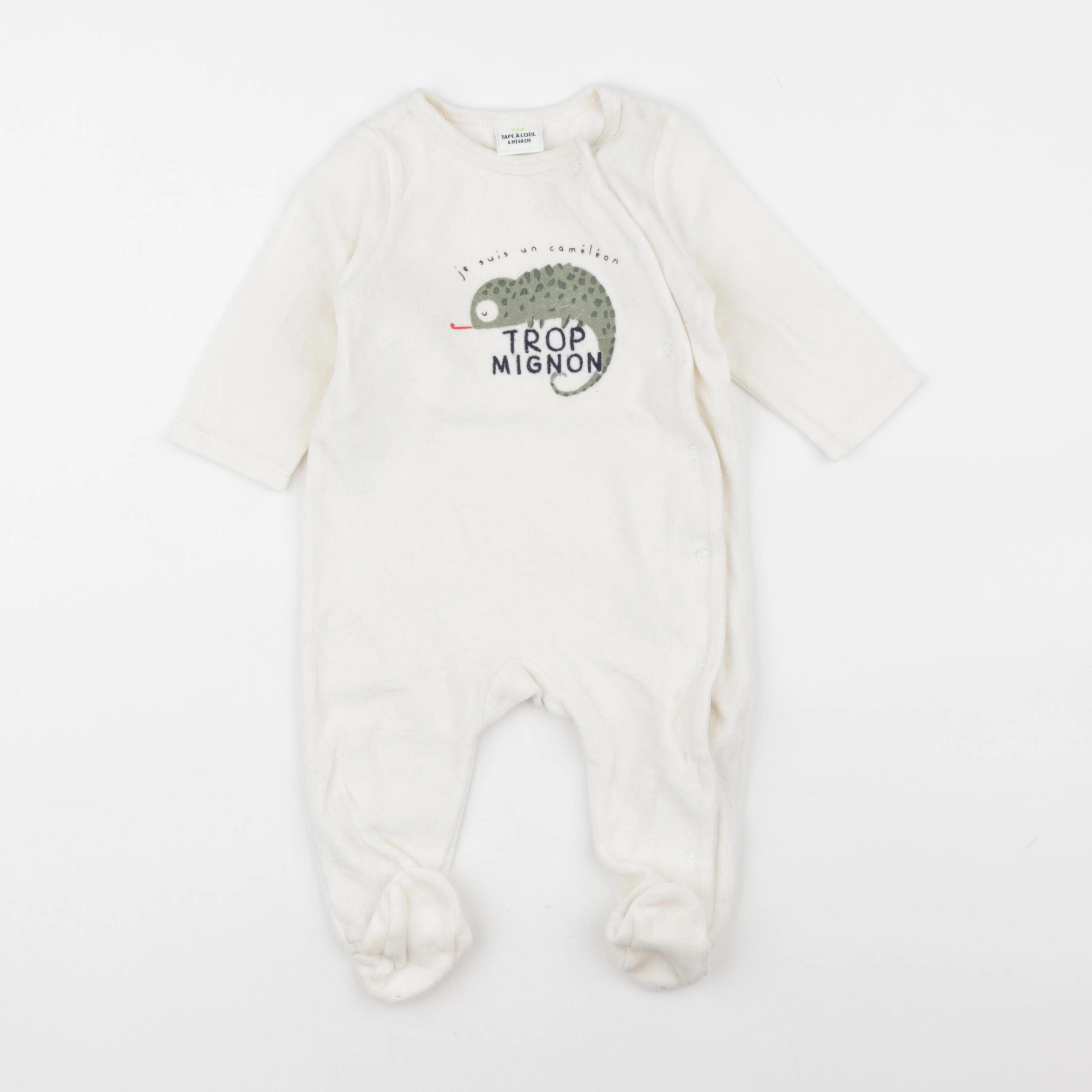 Tape à l'oeil - pyjama velours beige - 6 mois