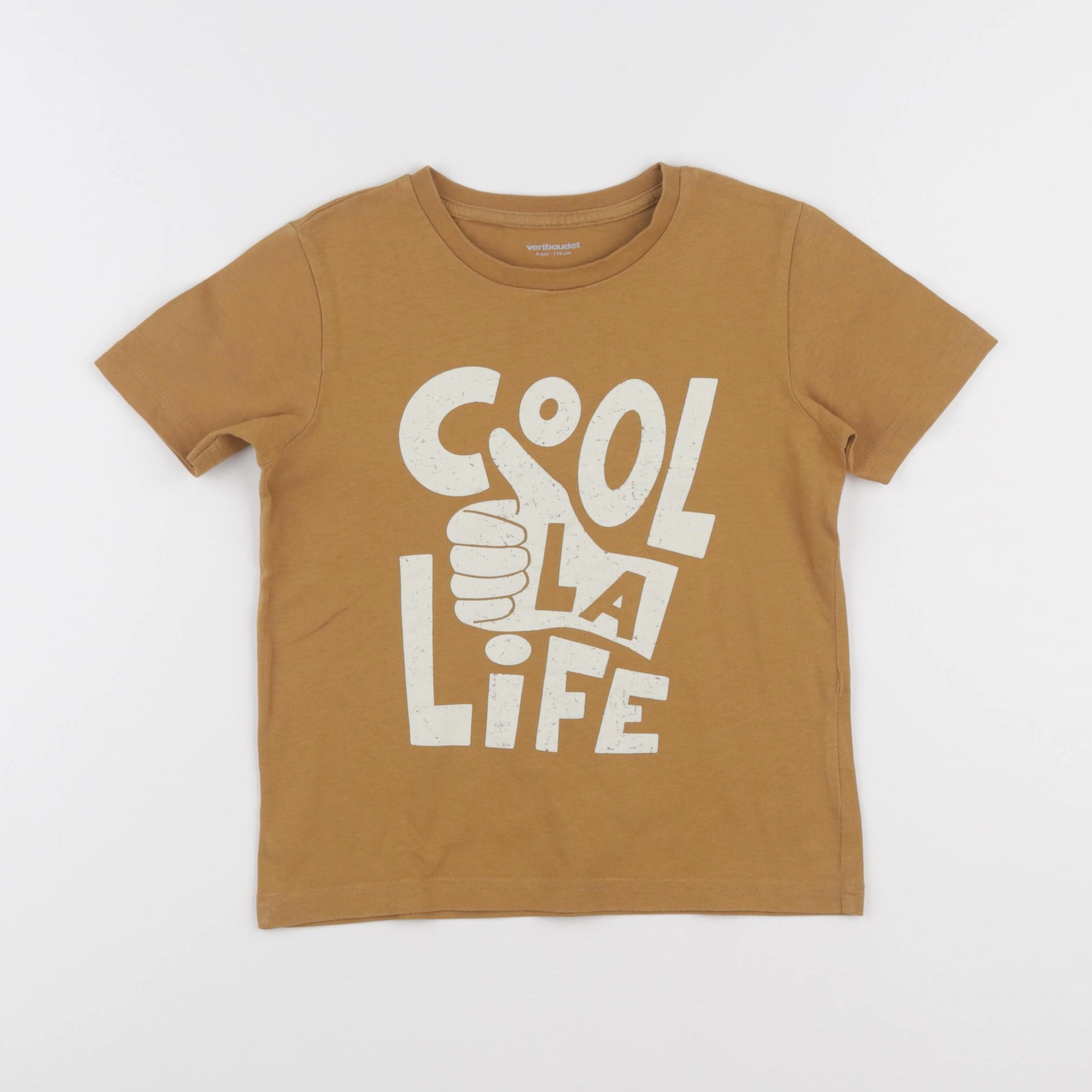 Vertbaudet - tee-shirt marron - 6 ans