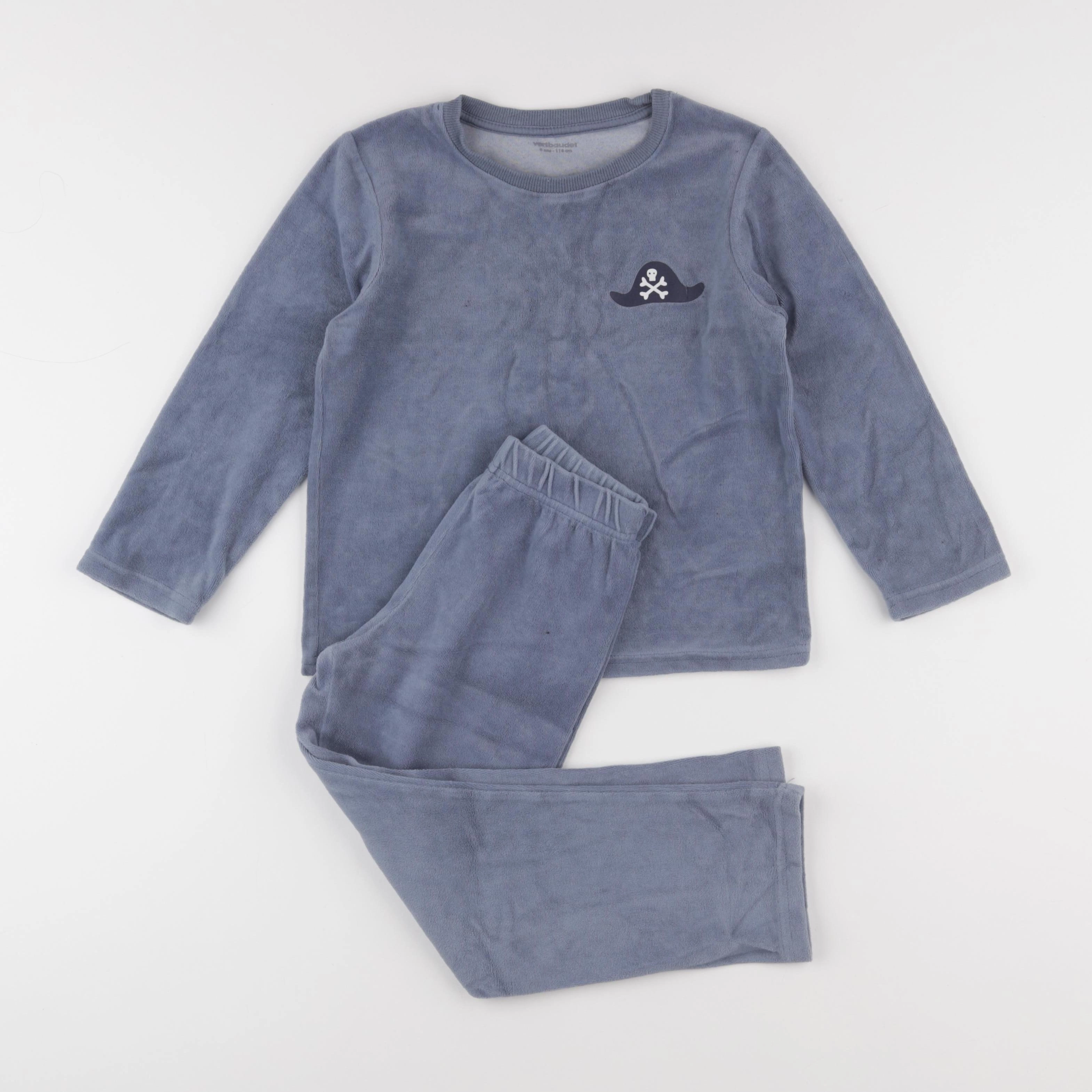 Vertbaudet - pyjama velours bleu - 6 ans