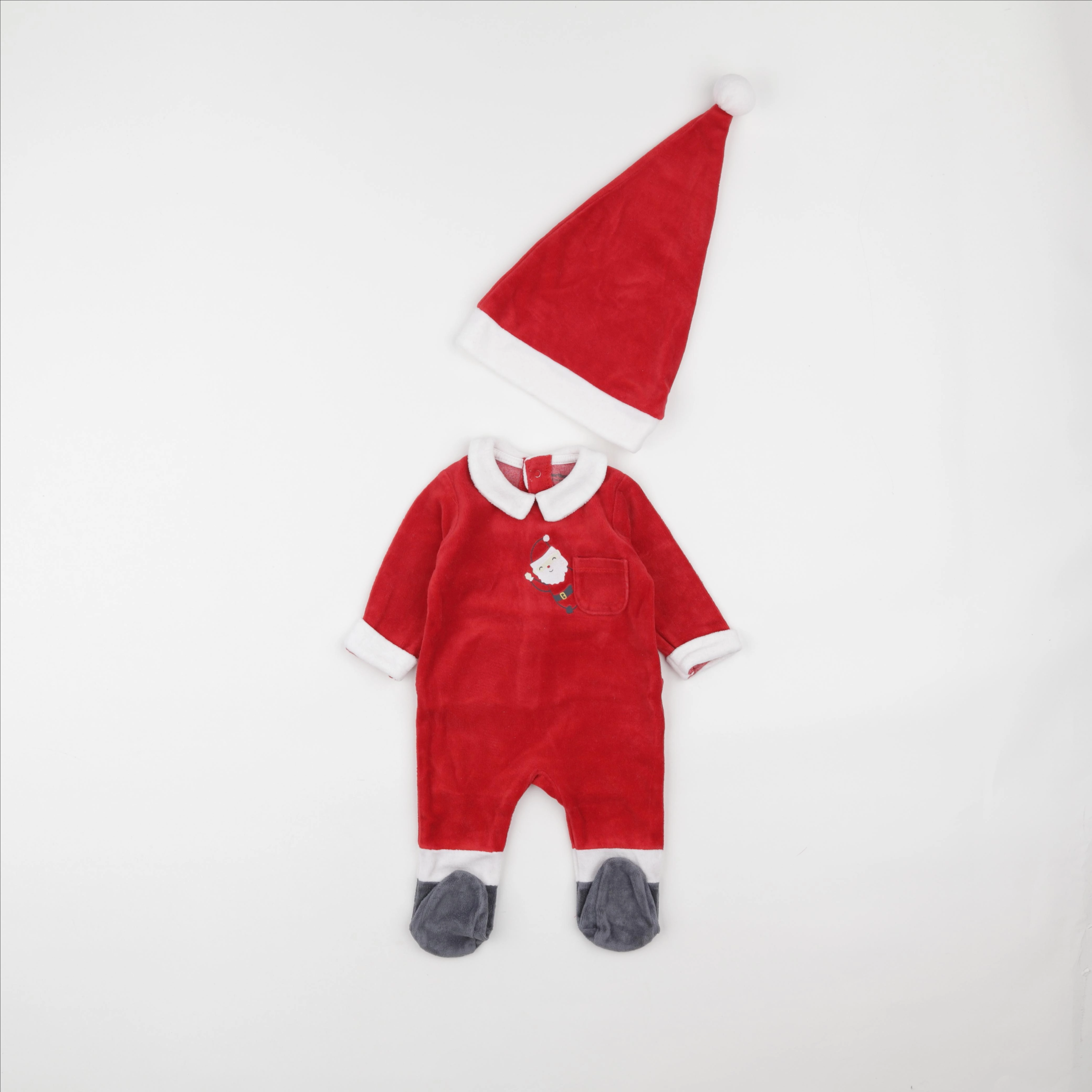 Vertbaudet - pyjama velours rouge - 3 mois