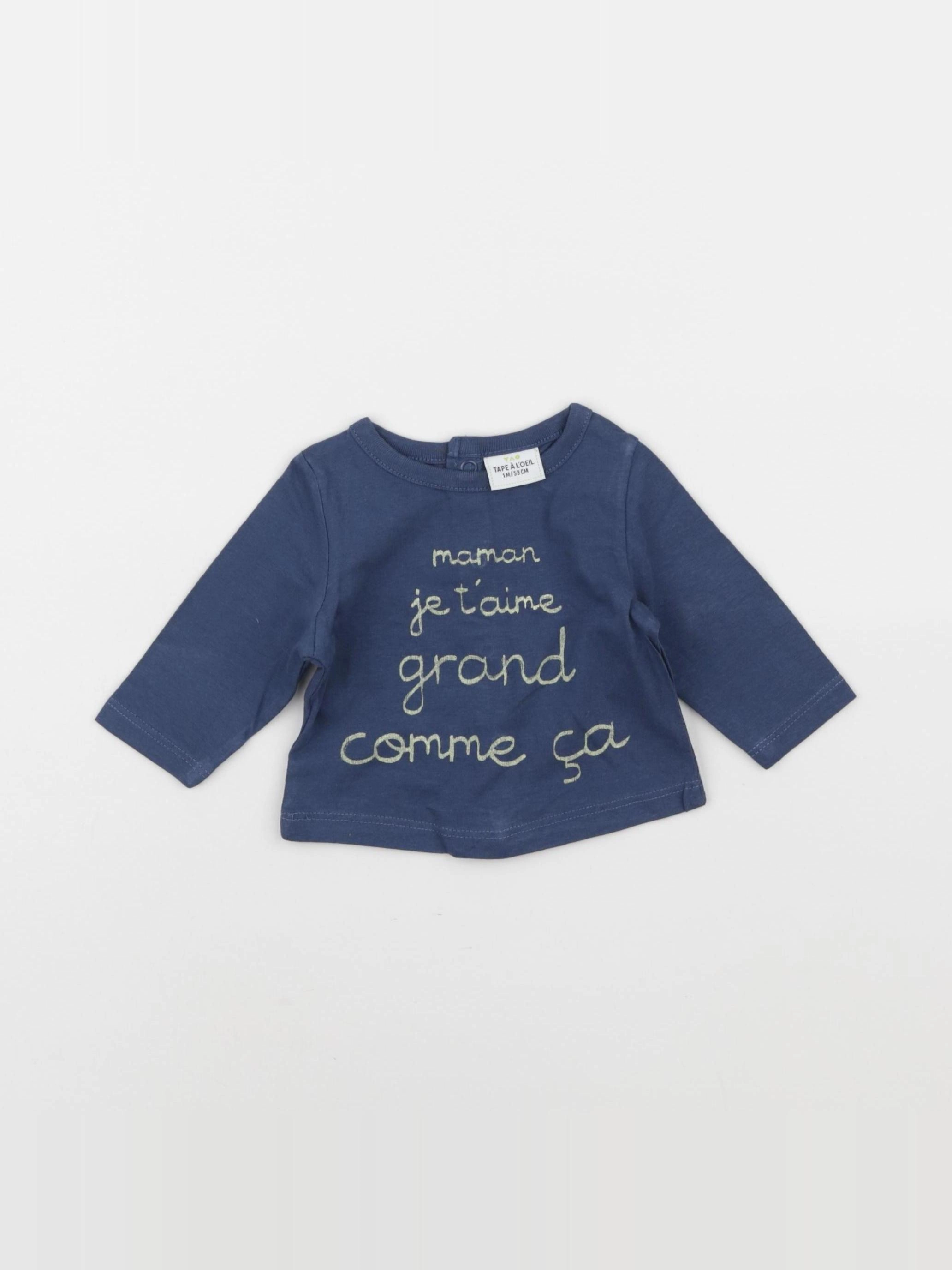Tape à l'oeil - tee-shirt bleu - 1 mois