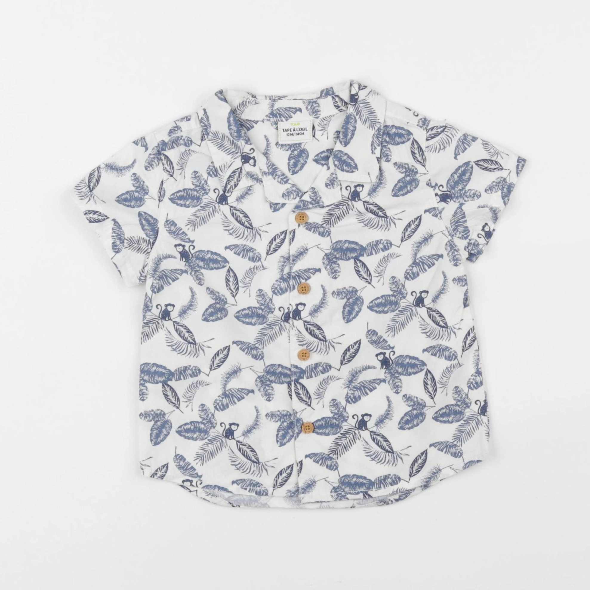 Tape à l'oeil - chemise bleu, blanc - 12 mois
