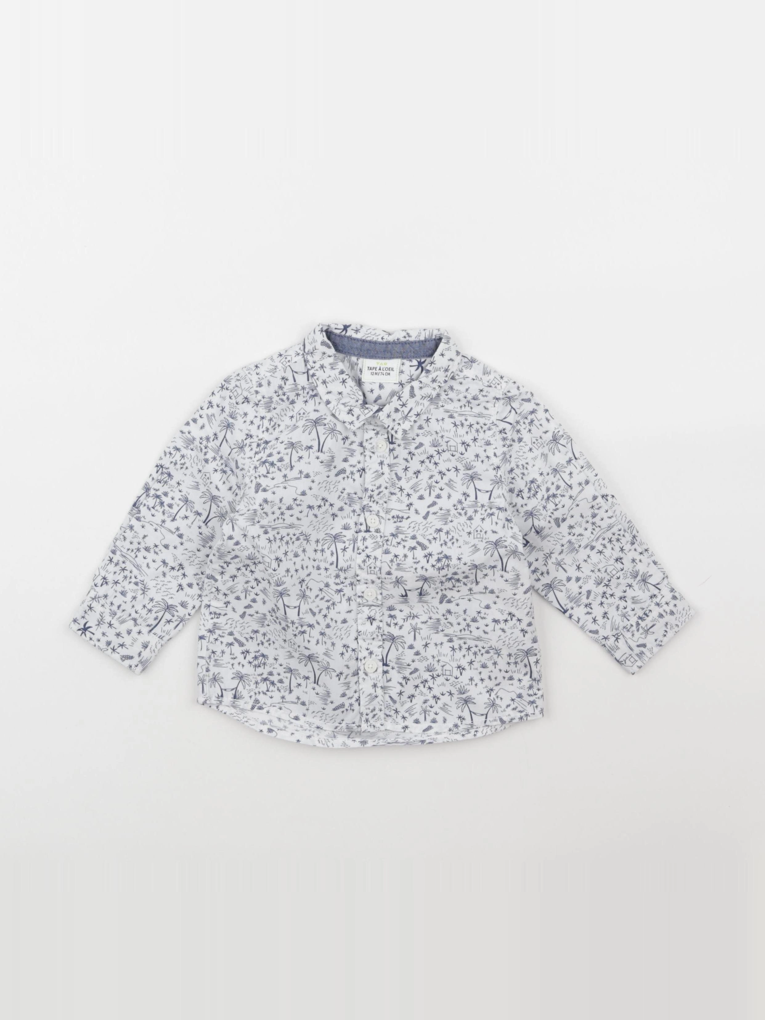 Tape à l'oeil - chemise blanc, bleu - 12 mois