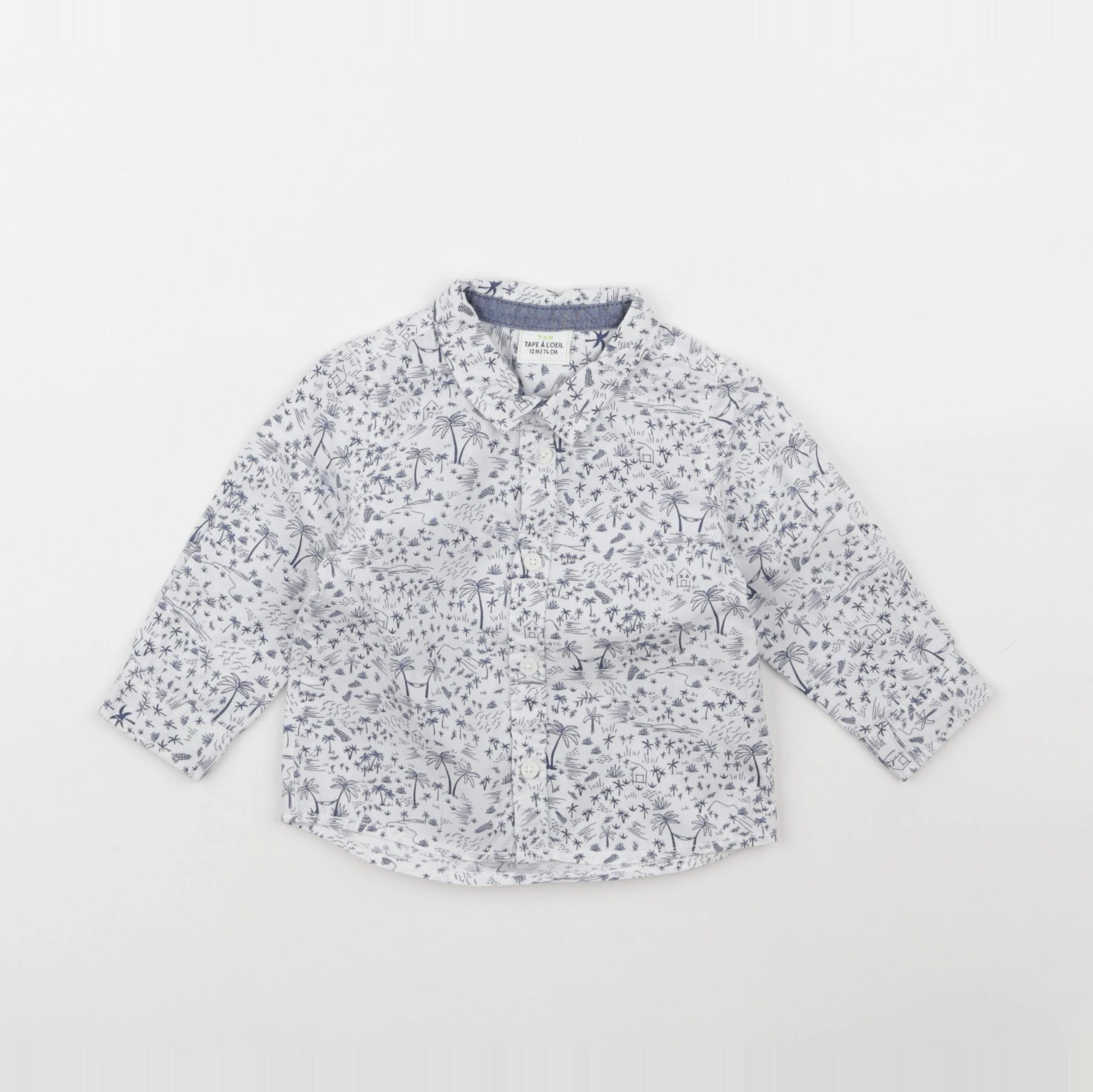 Tape à l'oeil - chemise blanc, bleu - 12 mois