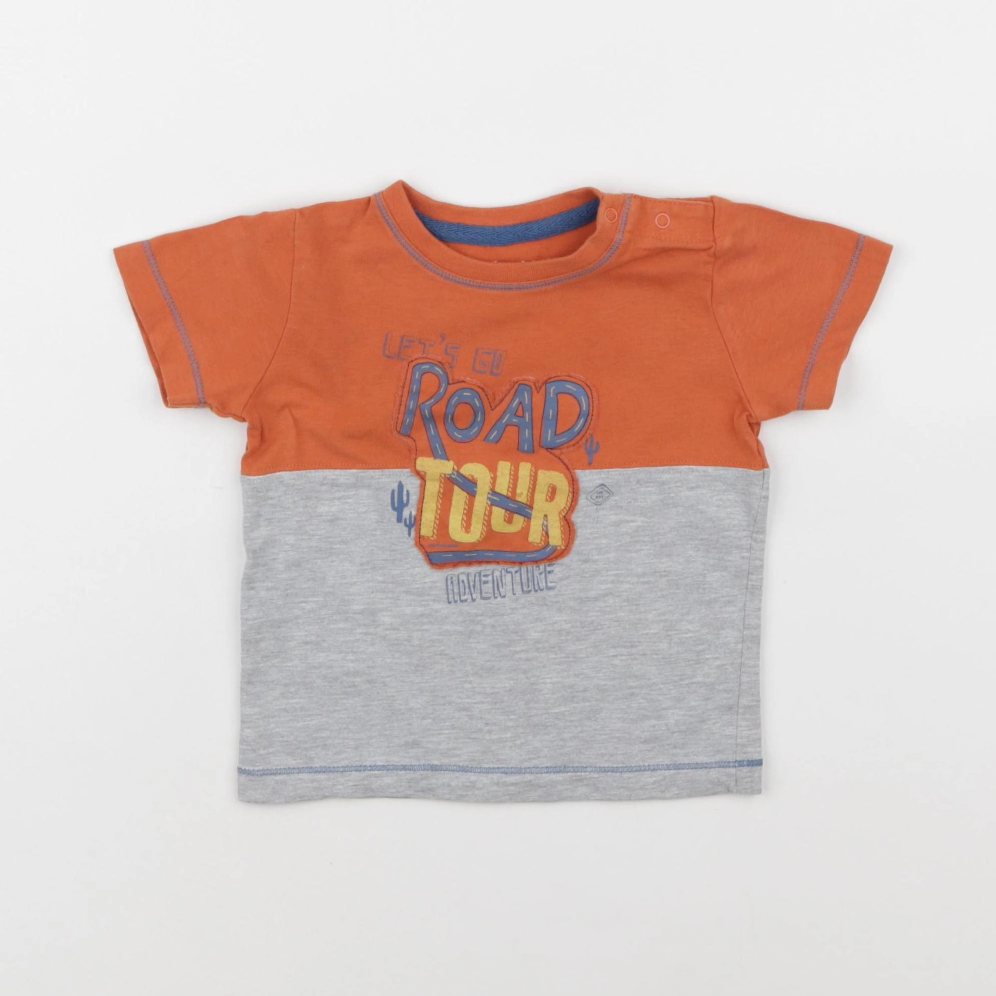 Vertbaudet - tee-shirt gris, orange - 12 mois