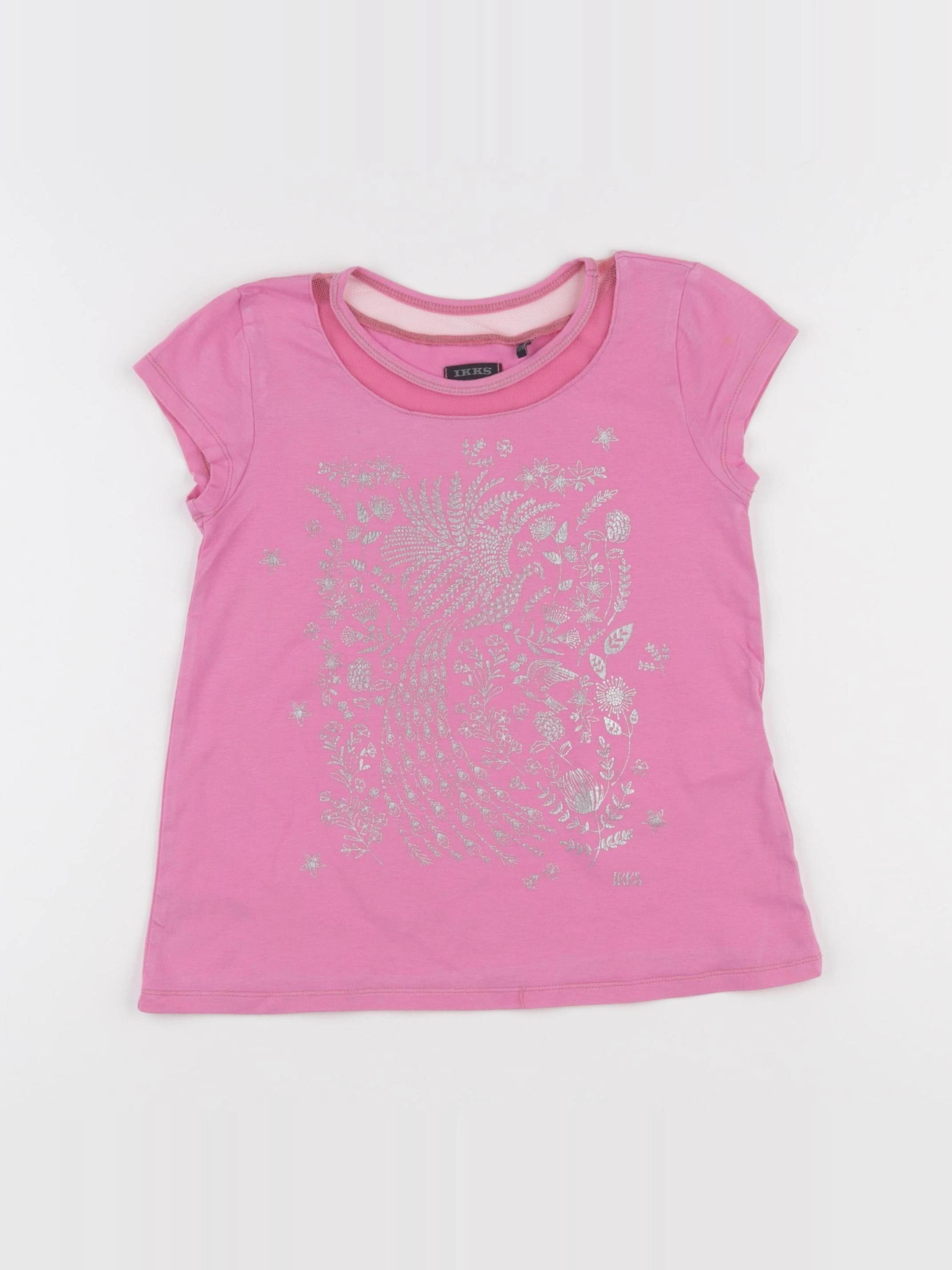 IKKS - tee-shirt argent, rose - 8 ans