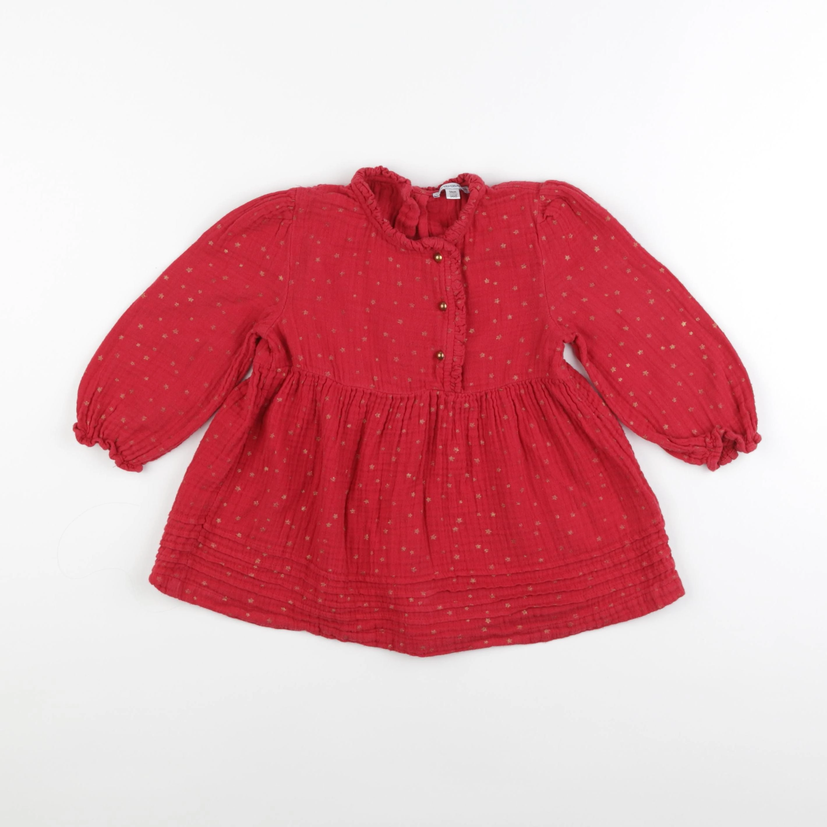 Vertbaudet - robe rouge, or - 3 ans