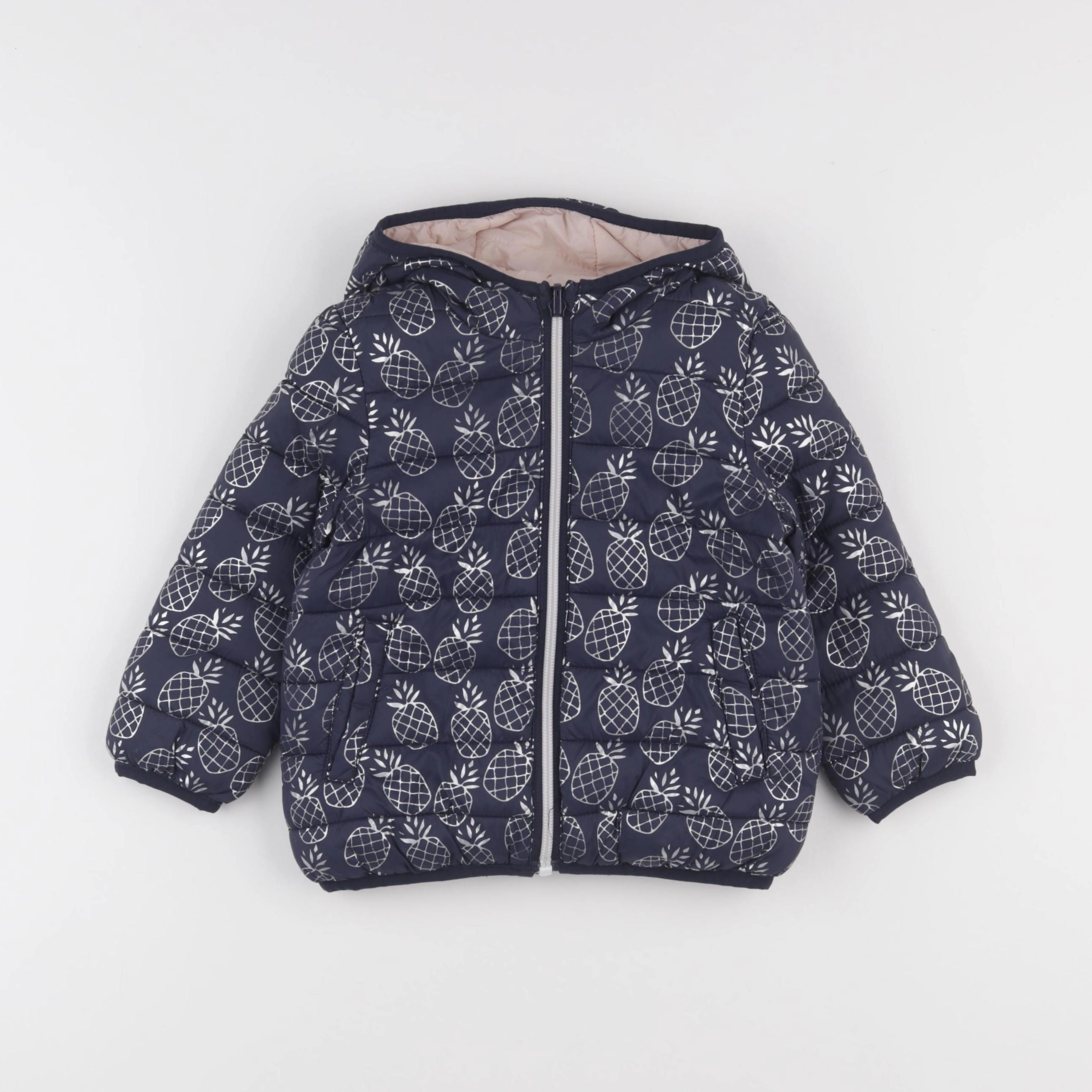 IKKS - doudoune réversible bleu, rose - 2 ans