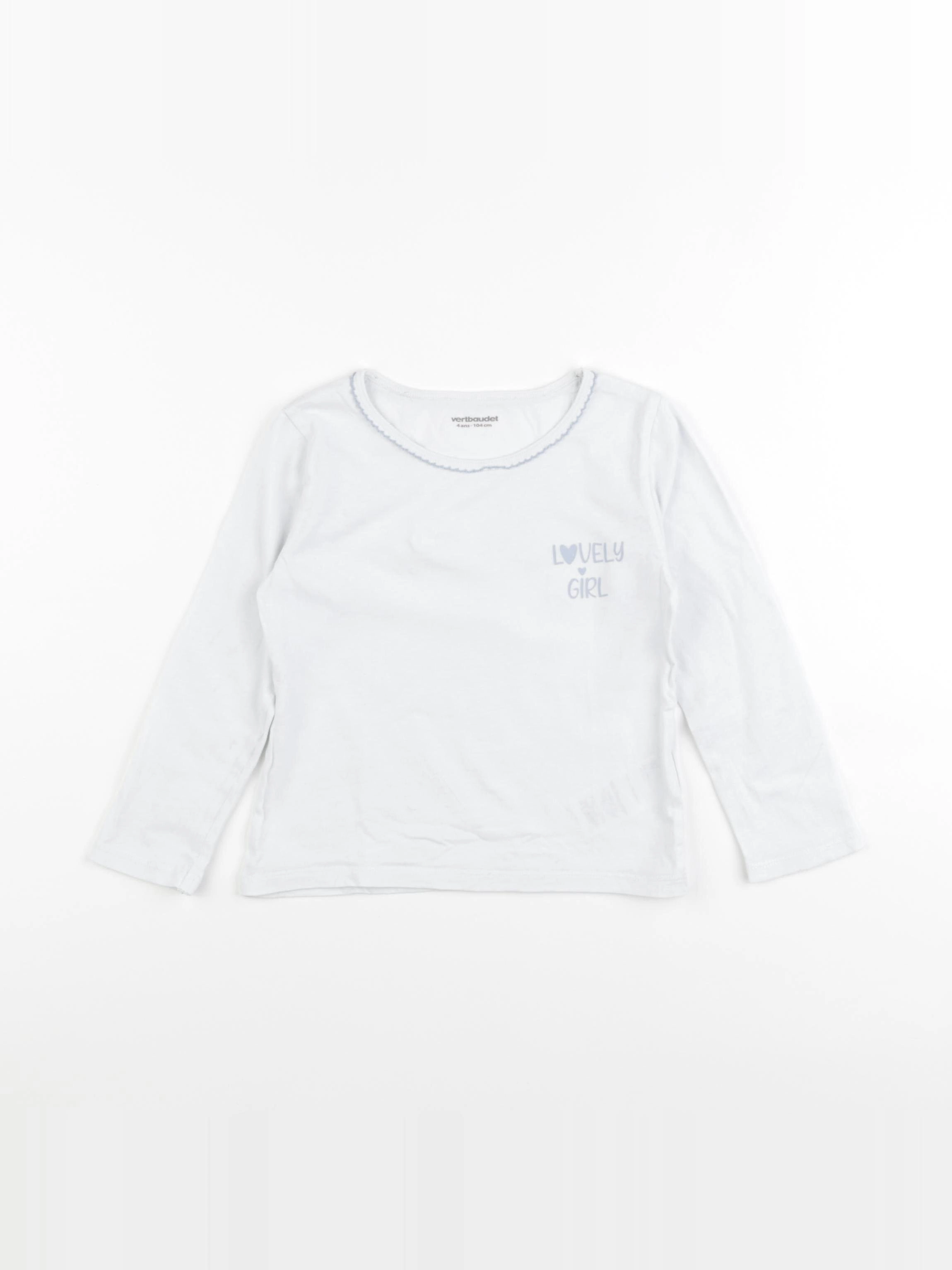 Vertbaudet - maillot de corps blanc, bleu - 4 ans