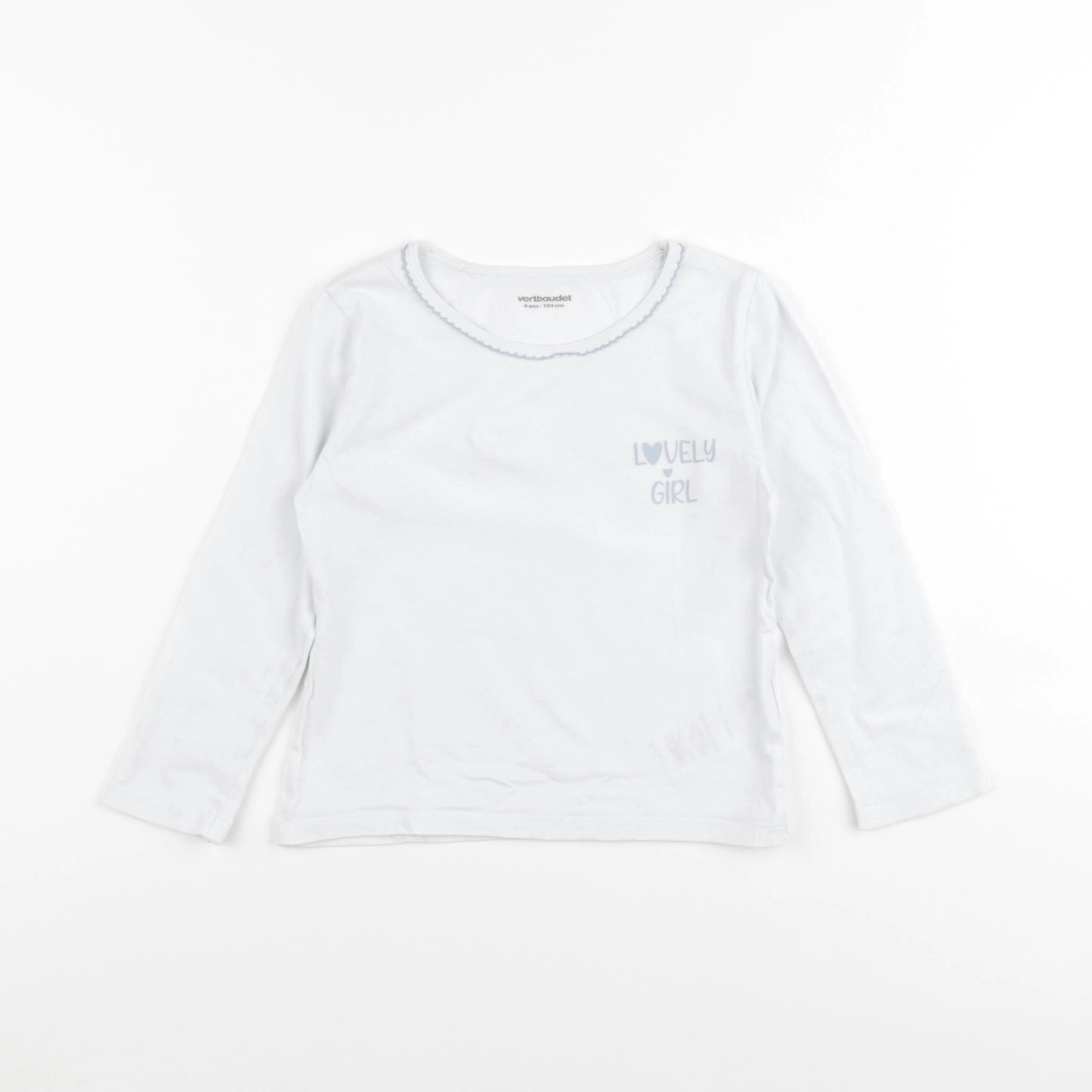 Vertbaudet - maillot de corps blanc, bleu - 4 ans