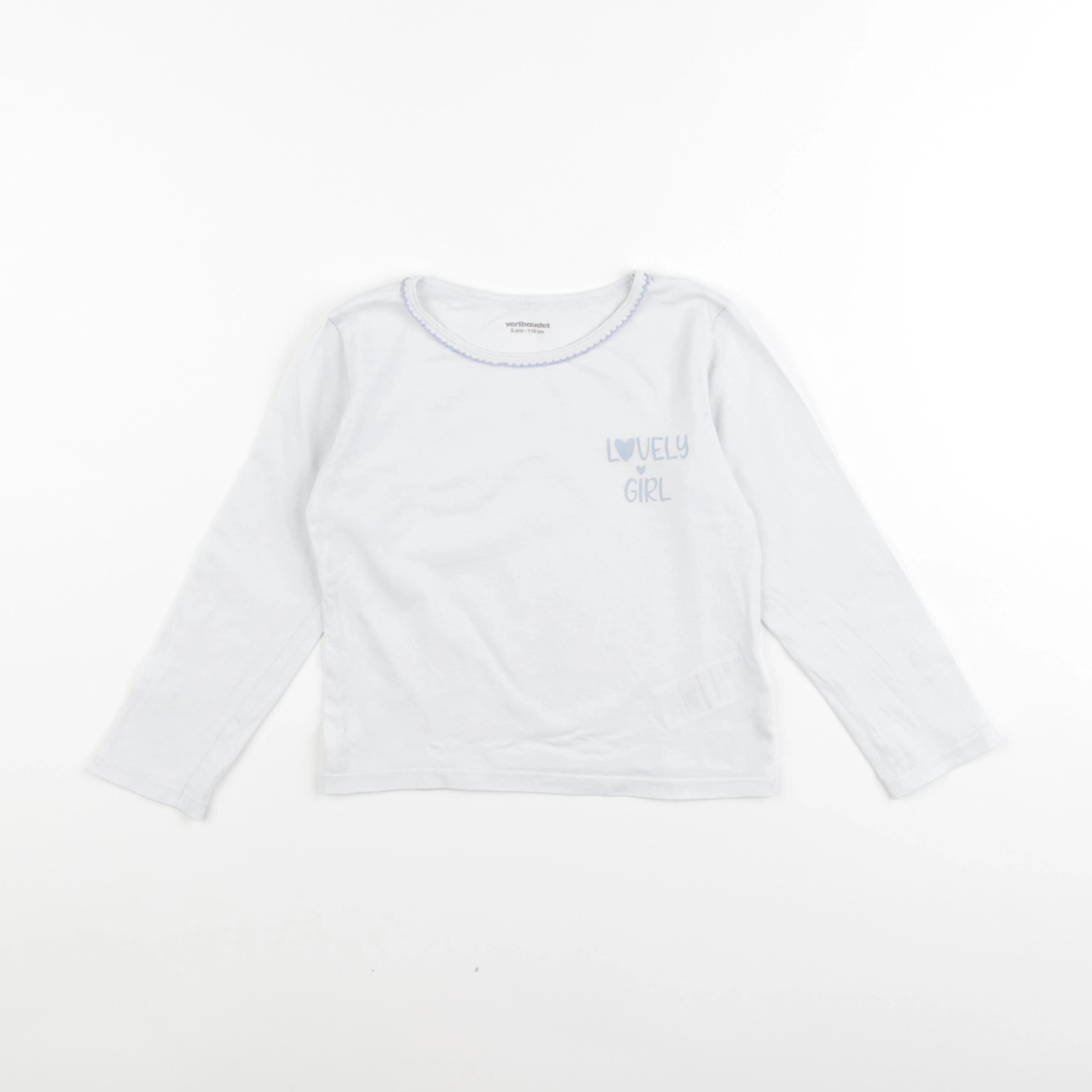 Vertbaudet - maillot de corps blanc, bleu - 5 ans