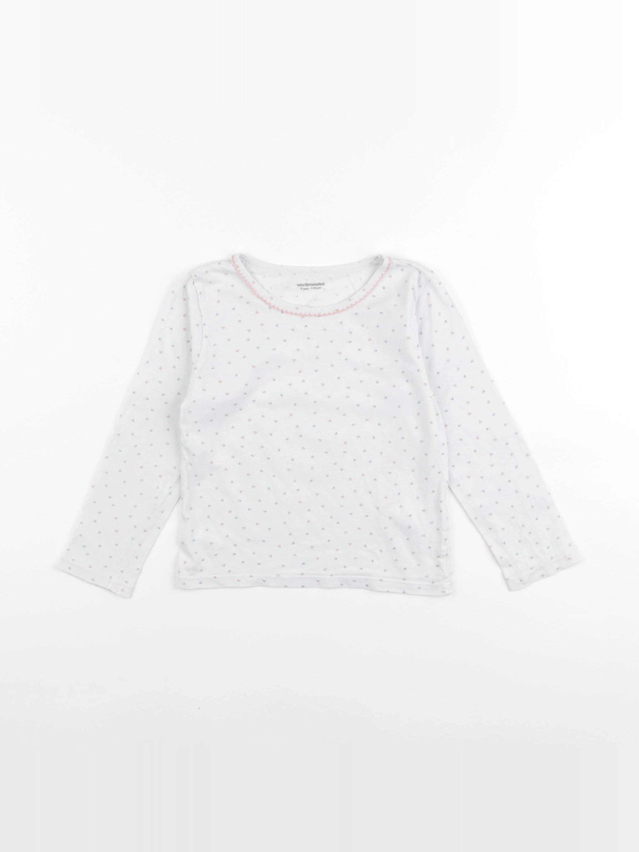 Vertbaudet - maillot de corps blanc, rose - 5 ans