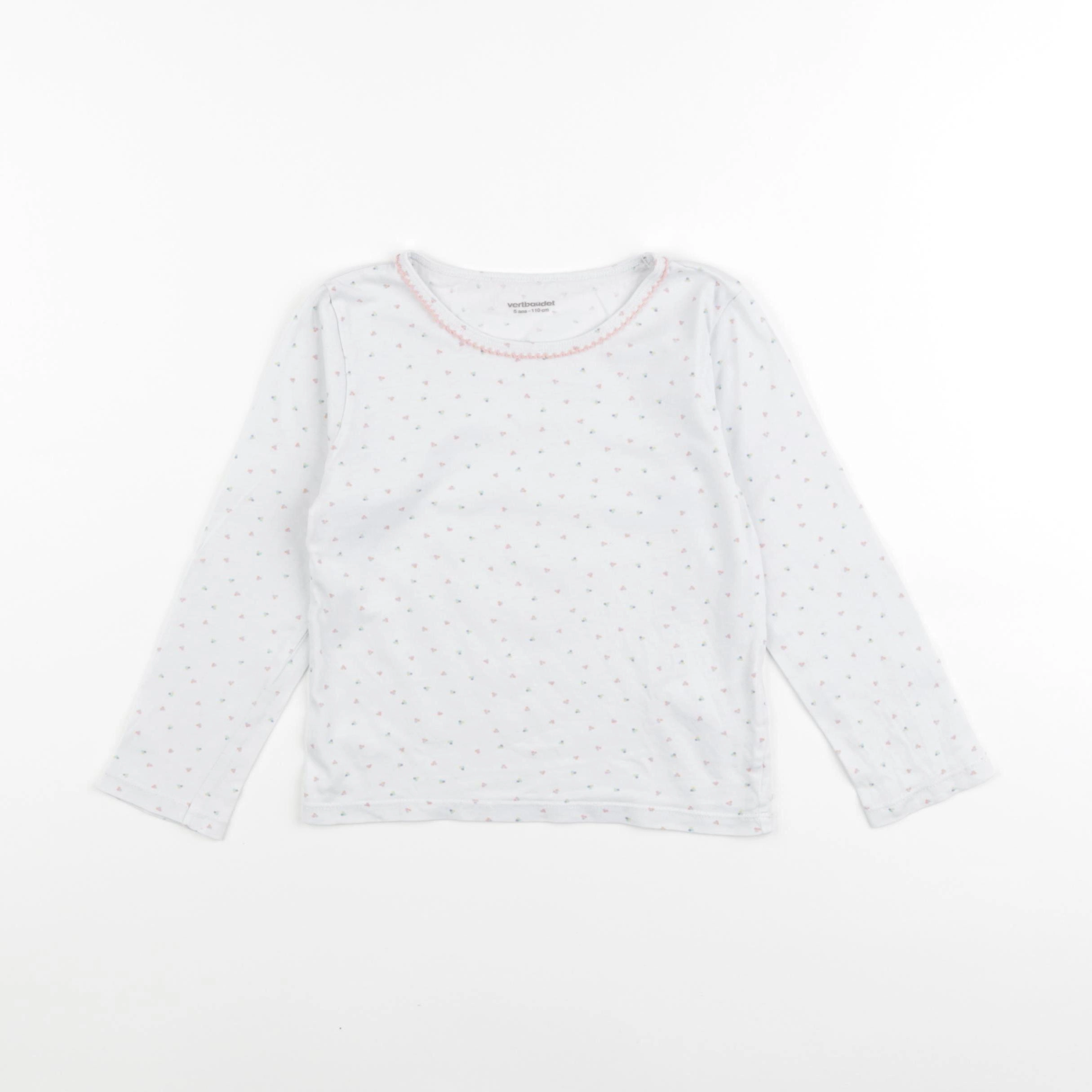 Vertbaudet - maillot de corps blanc, rose - 5 ans