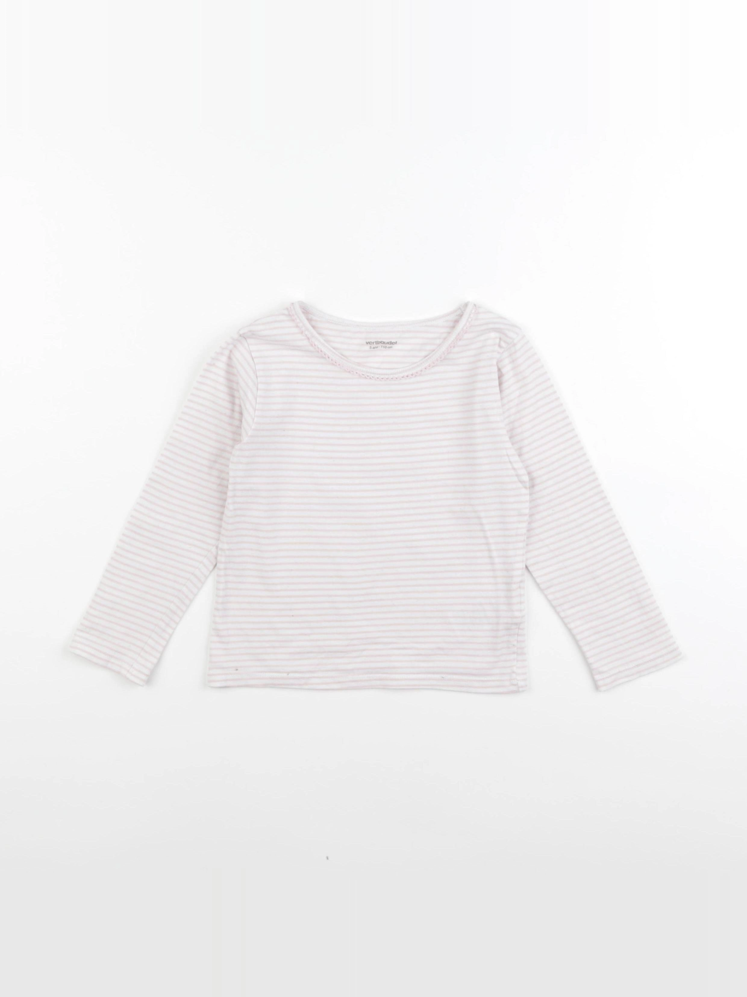 Vertbaudet - maillot de corps blanc, rose - 5 ans