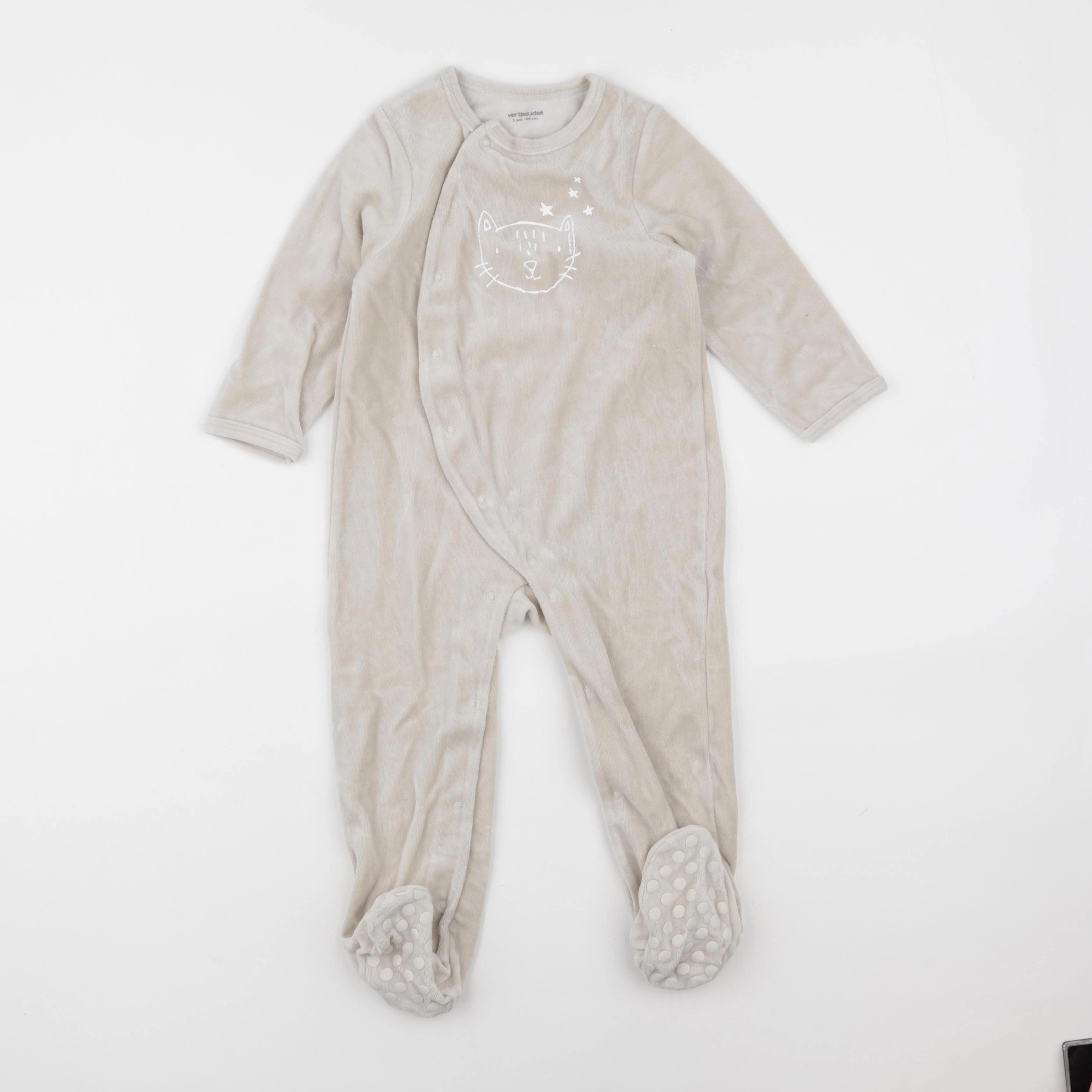 Vertbaudet - pyjama velours beige - 2 ans