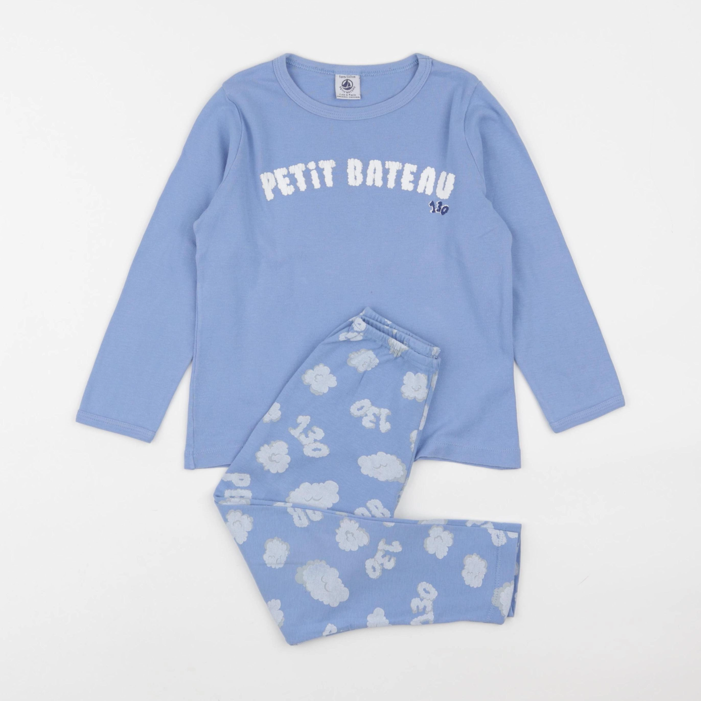 Petit Bateau - pyjama coton bleu - 5 ans