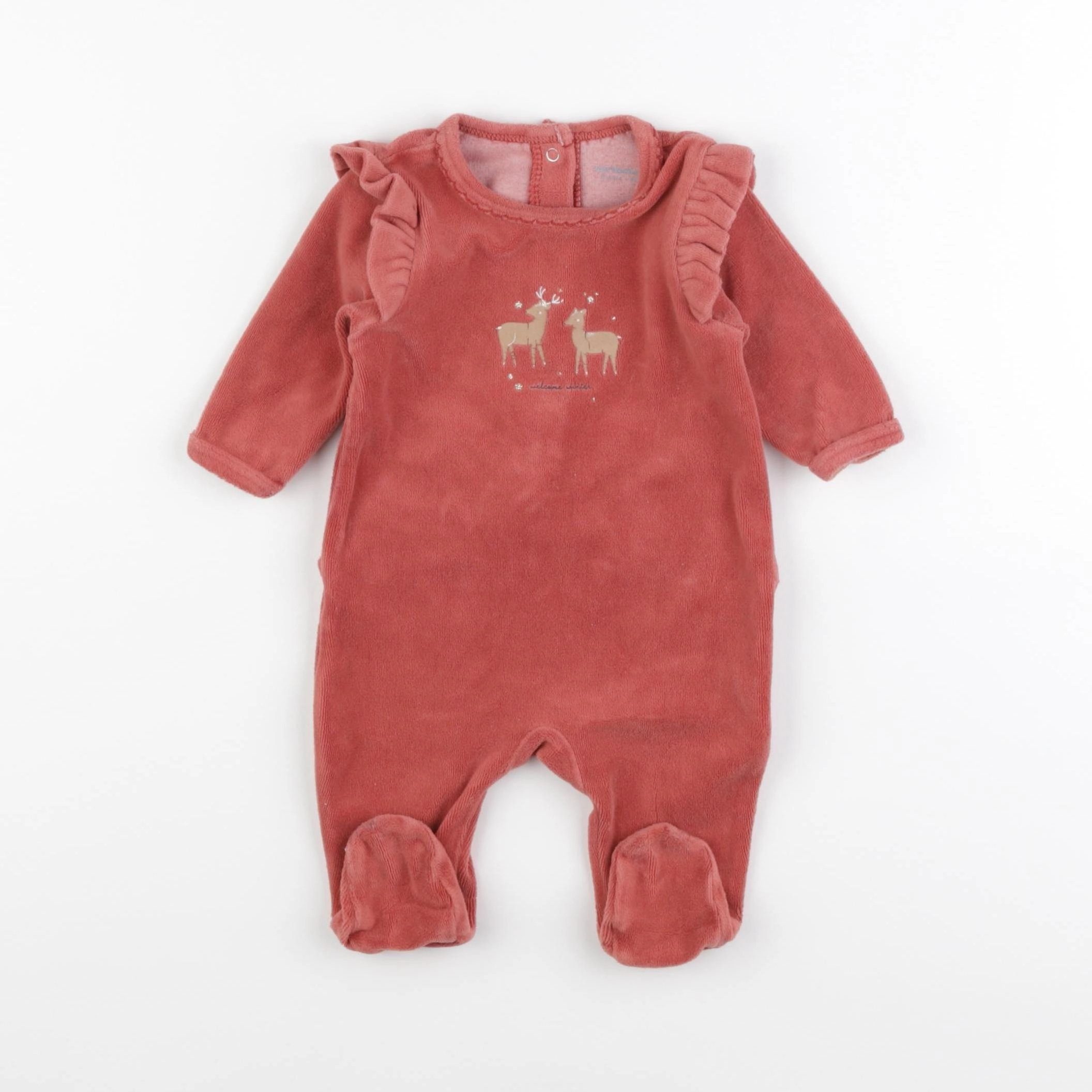 Vertbaudet - pyjama velours rouge - 3 mois