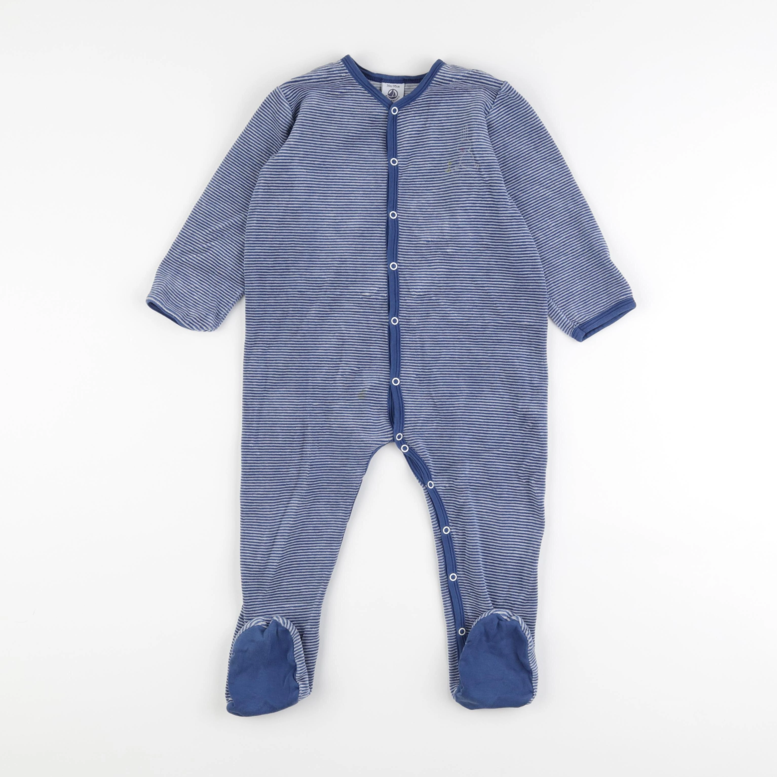 Petit Bateau - pyjama velours bleu - 36 mois