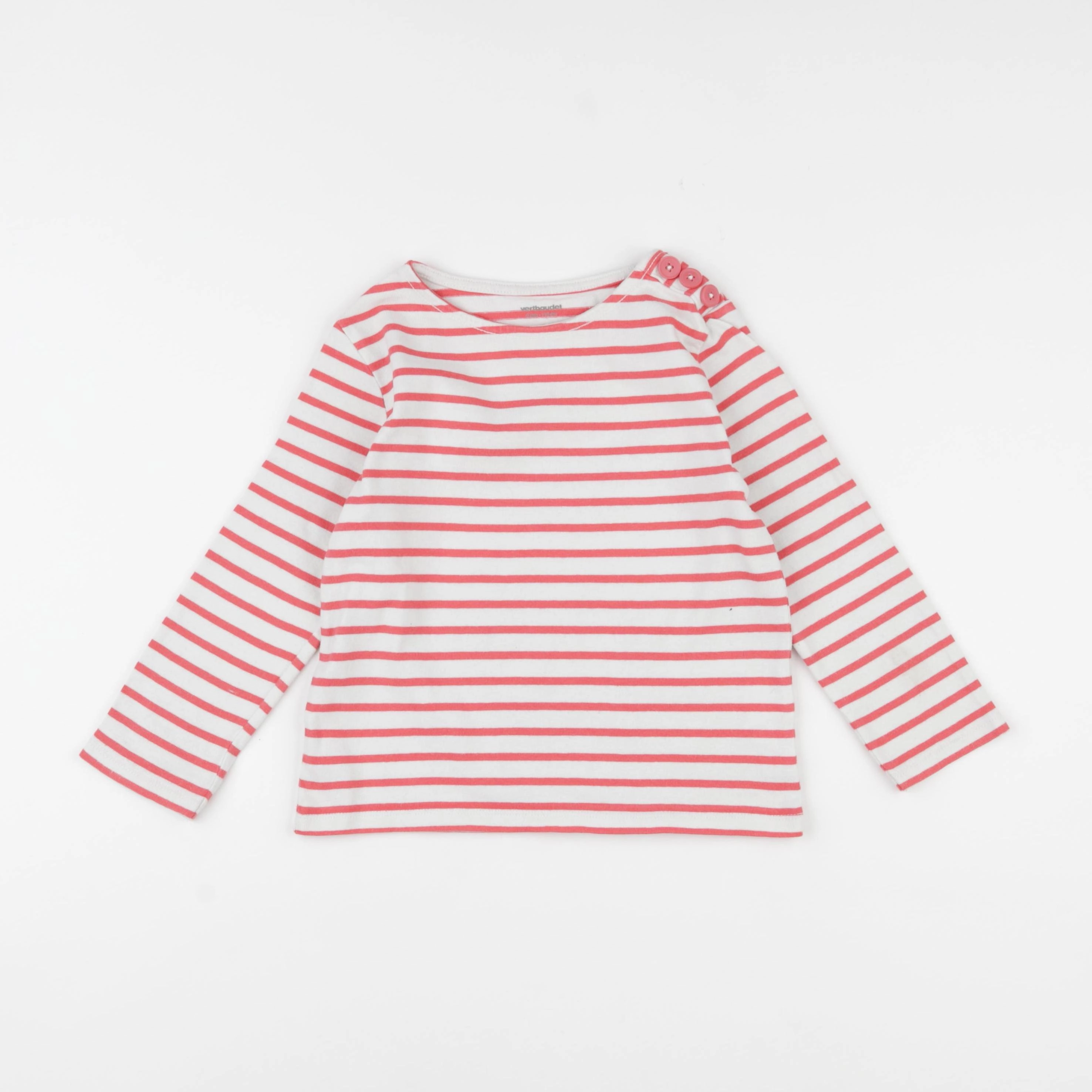 Vertbaudet - tee-shirt blanc, rose - 5 ans