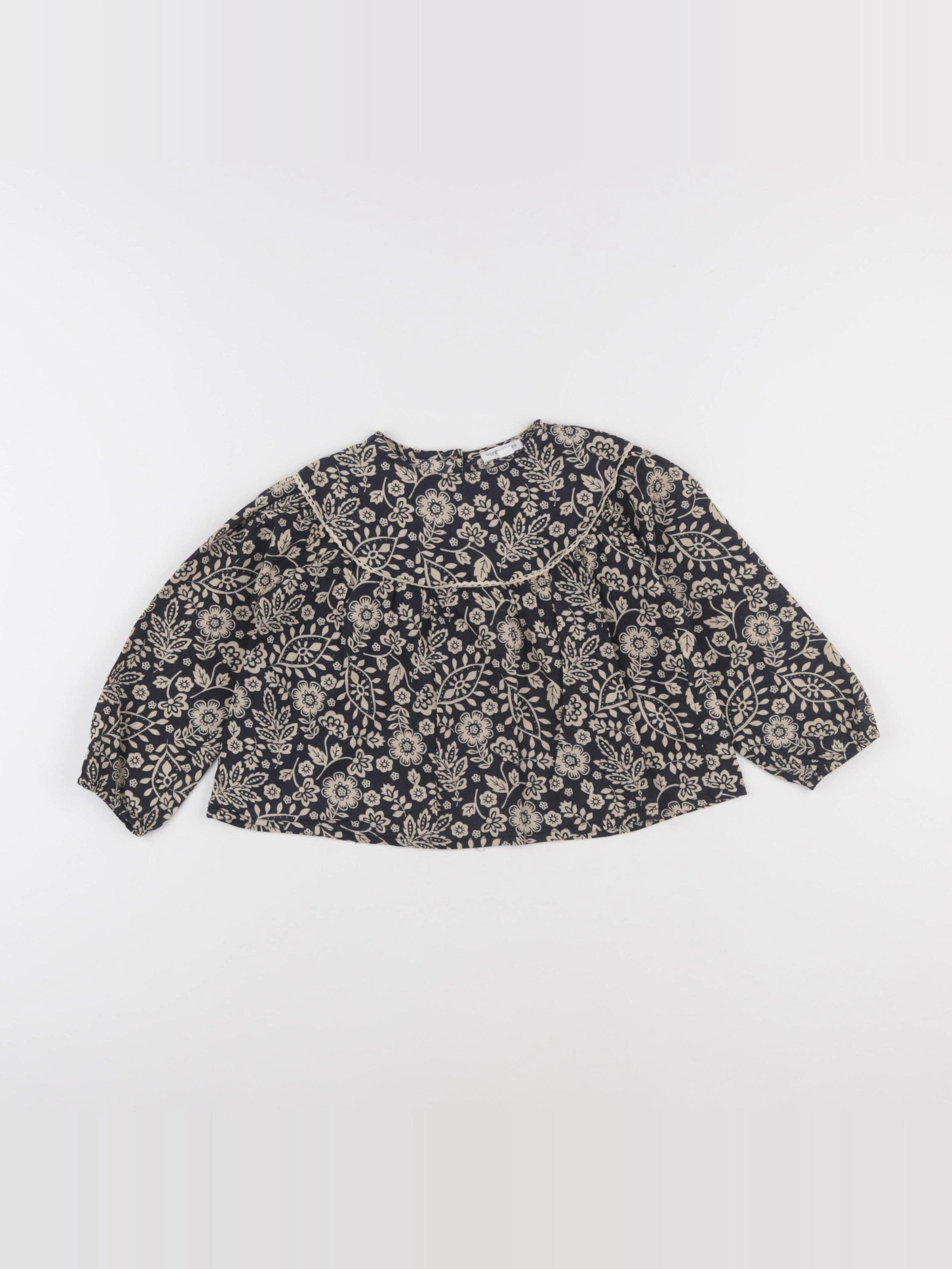 Vertbaudet - blouse beige, noir - 3 ans