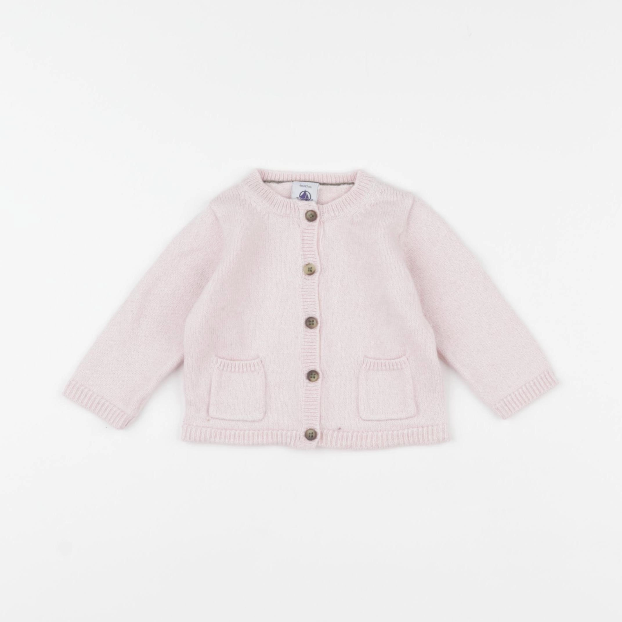 Petit Bateau - gilet rose - 6 mois