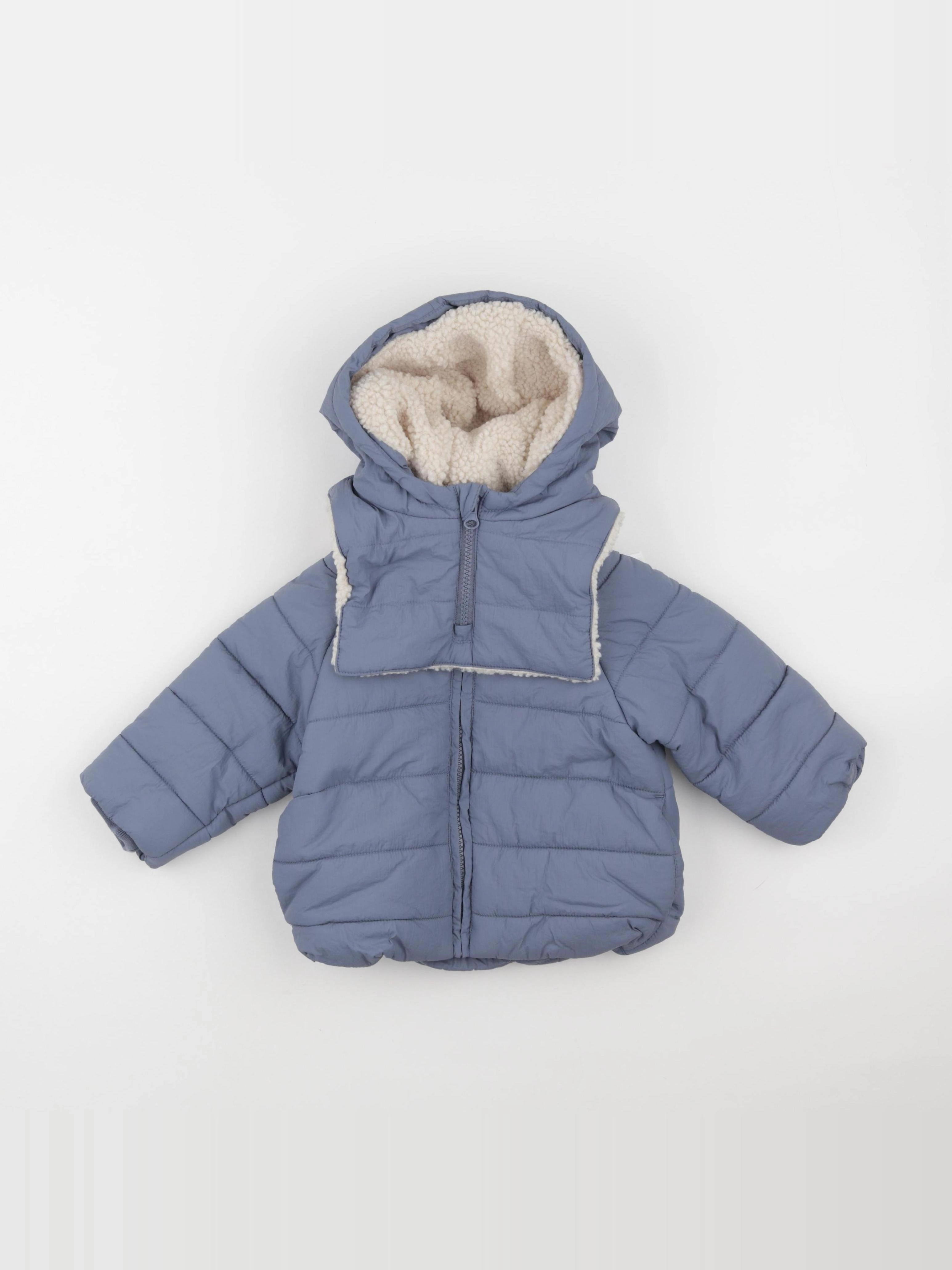 Vertbaudet - doudoune capuche amovible bleu - 18 mois