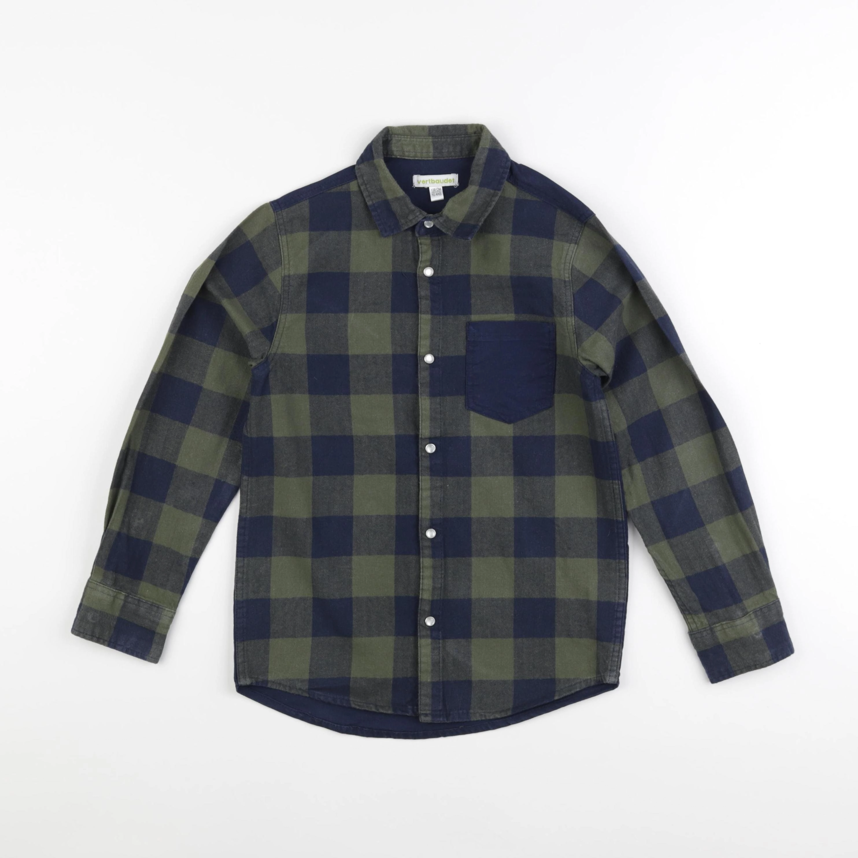 Vertbaudet - chemise bleu, vert - 10 ans