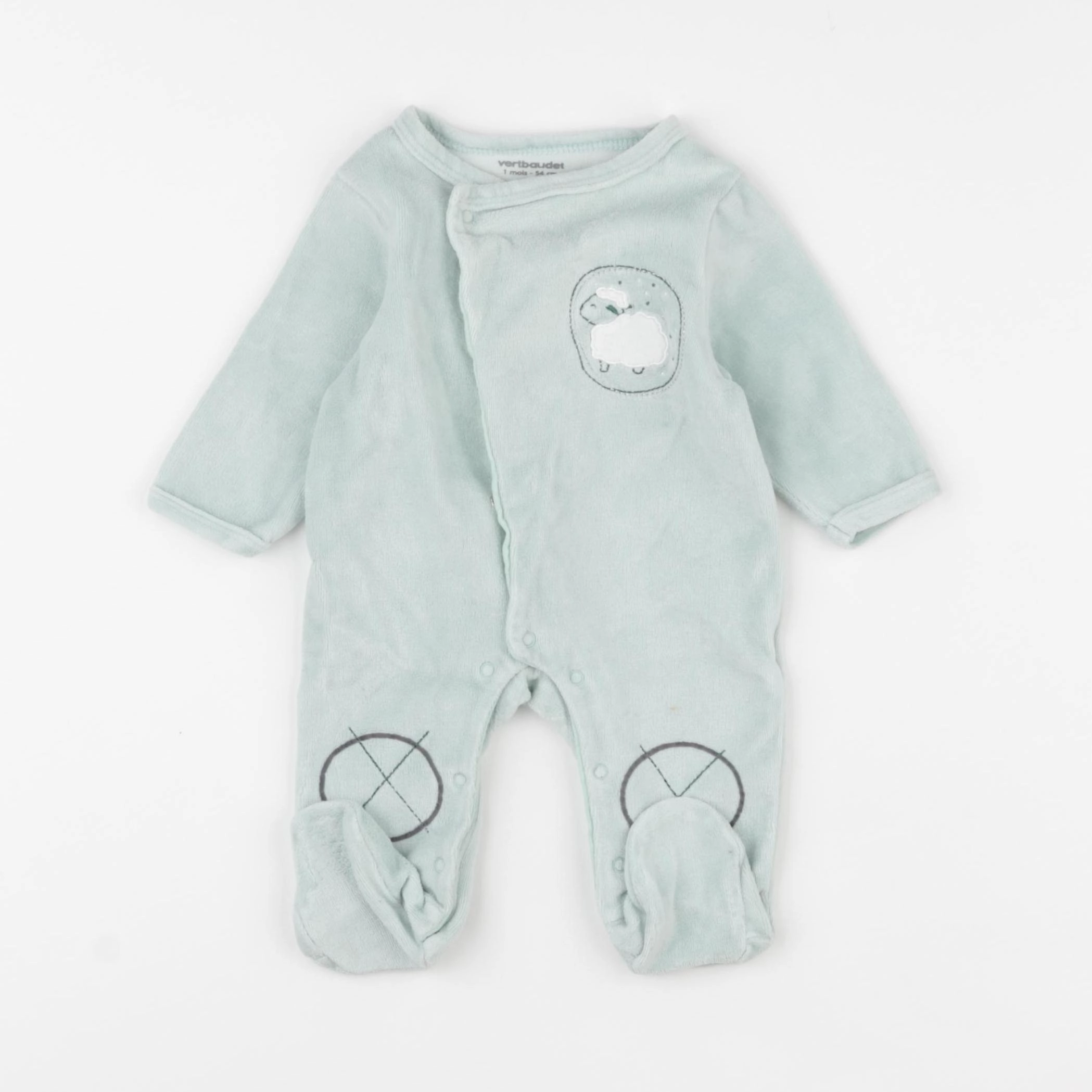 Vertbaudet - pyjama velours vert - 1 mois