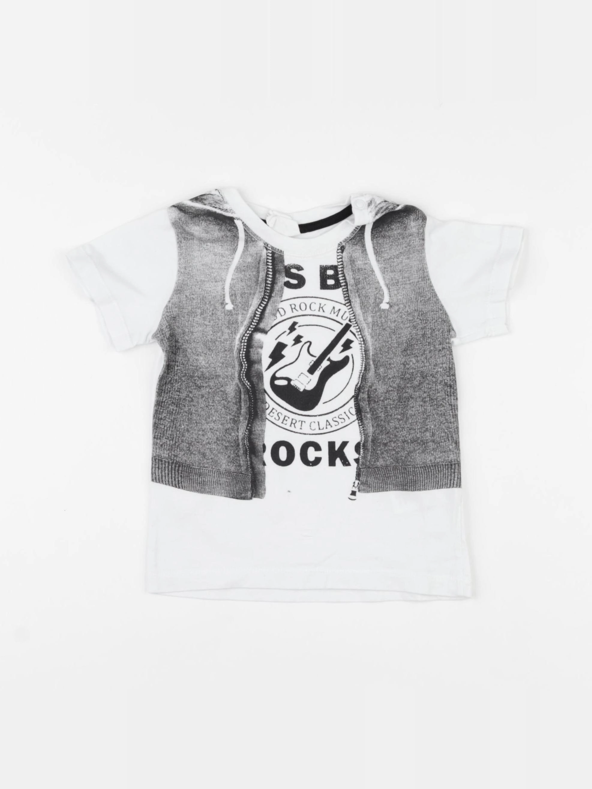 H&M - tee-shirt blanc, gris - 6/9 mois