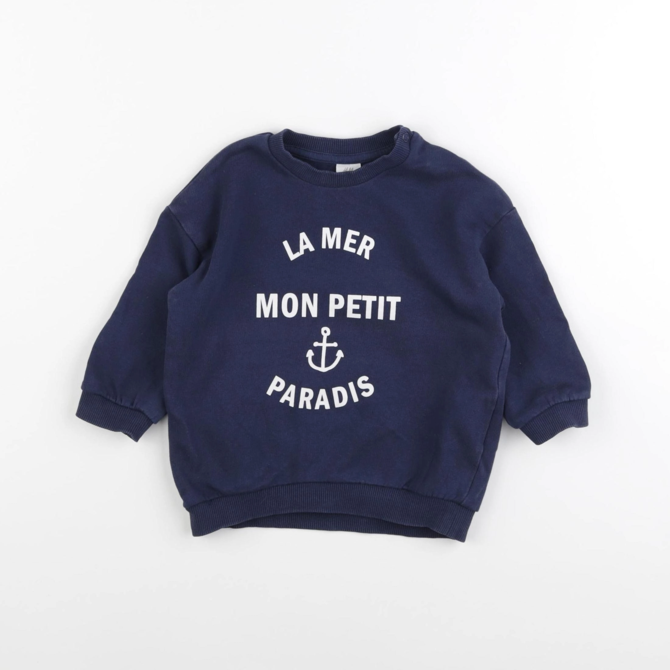 H&M - sweat bleu - 9/12 mois