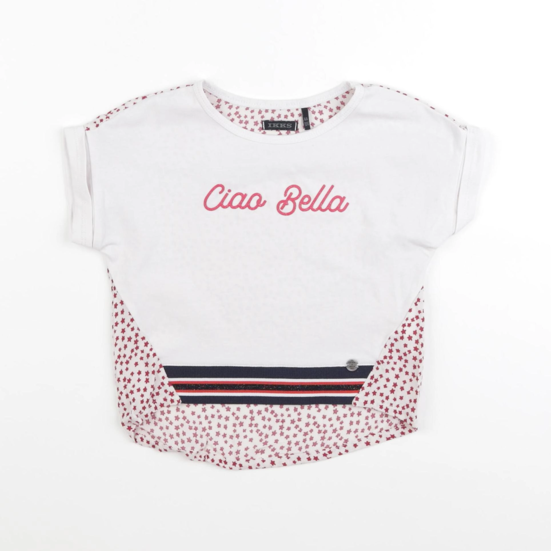 IKKS - tee-shirt blanc, rose - 4 ans